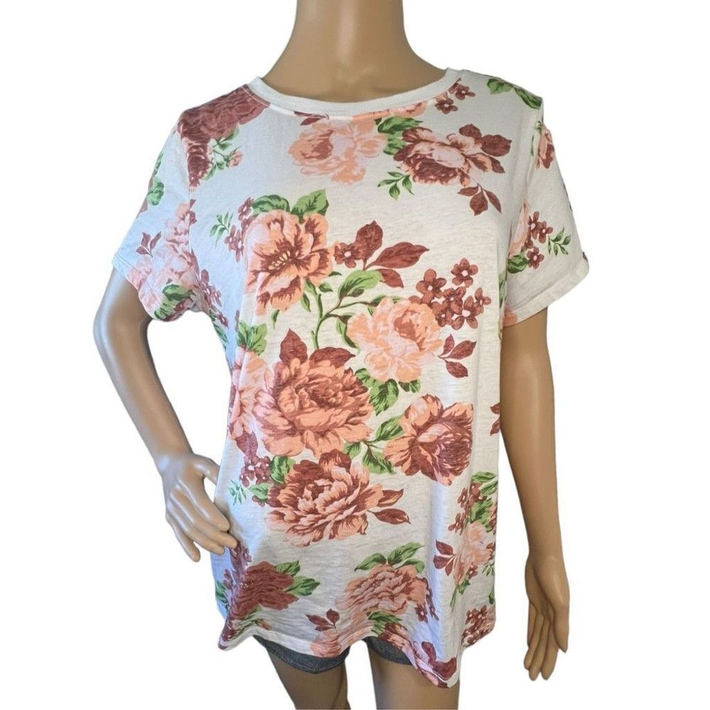 Torrid Torrid White Floral Pattern Classic Fit Short Sleeve T-Shirt Size XXS / US 00 / IT 34 - 1 Thumbnail