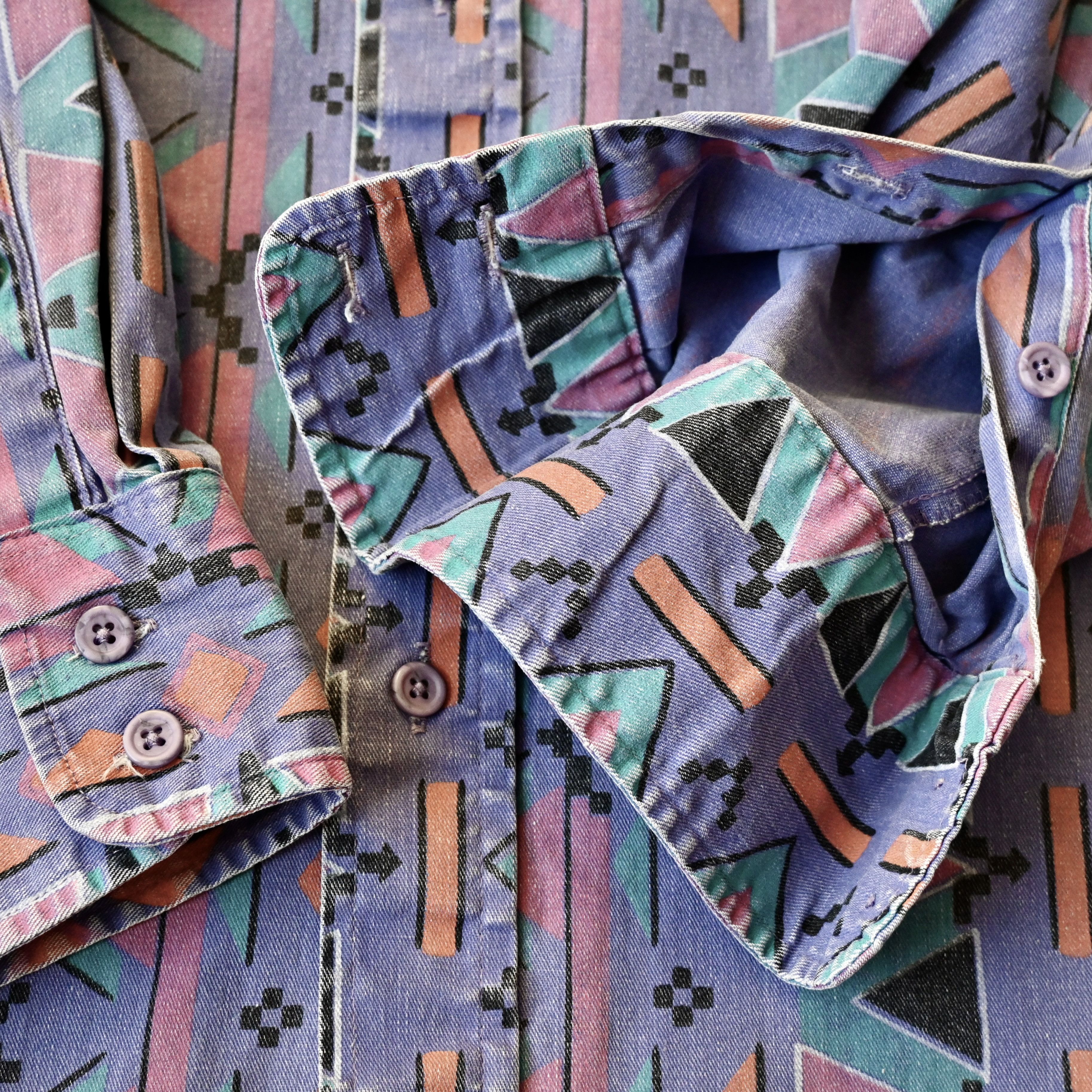 Vintage VTG Wrangler Brushpopper shirt Aztec Navajo soft purple 17.5 Size US XL / EU 56 / 4 - 10 Thumbnail