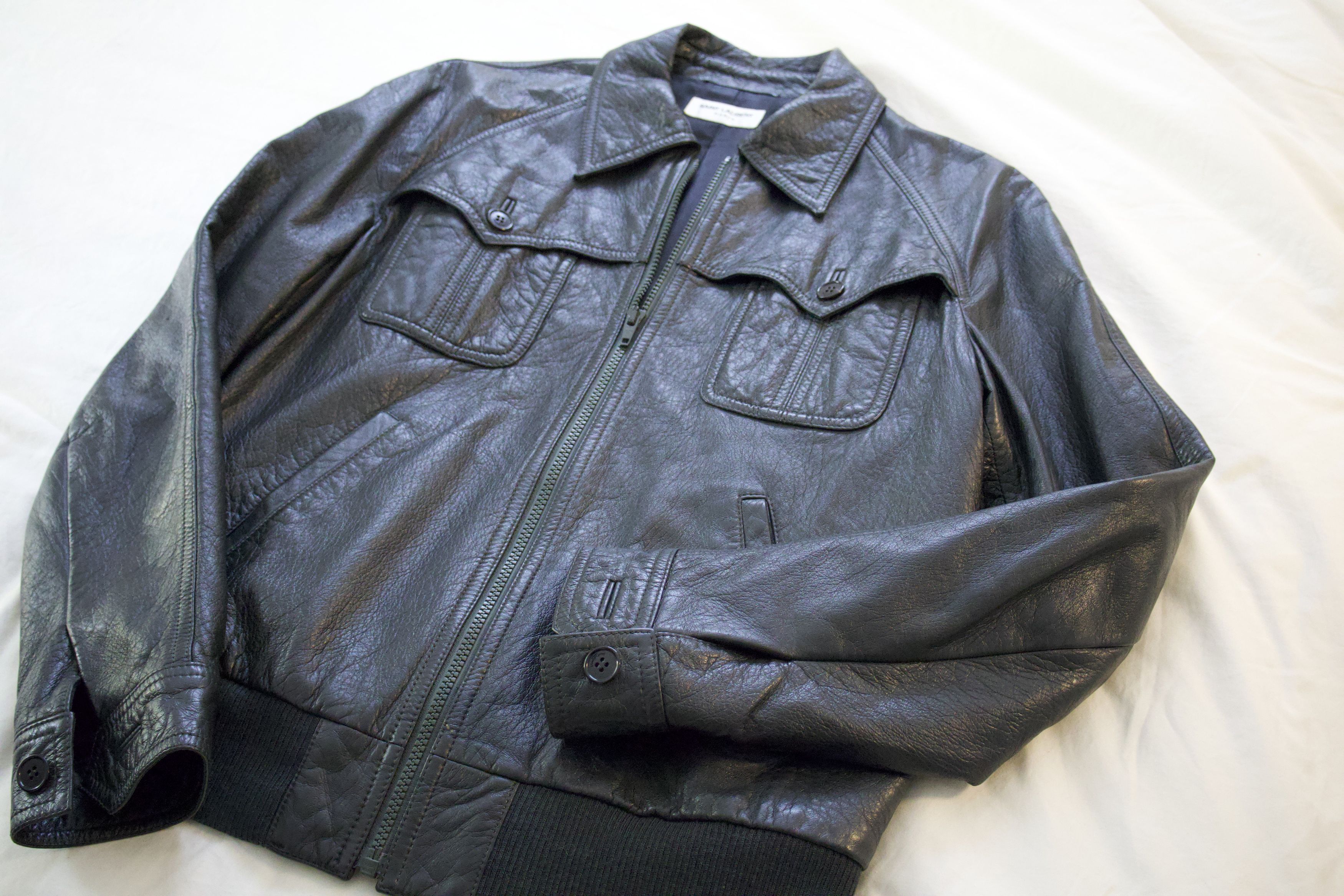 Yves Saint Laurent ULTRA RARE YSL DARK GREEN LEATHER JKT Size US M / EU 48-50 / 2 - 2 Thumbnail