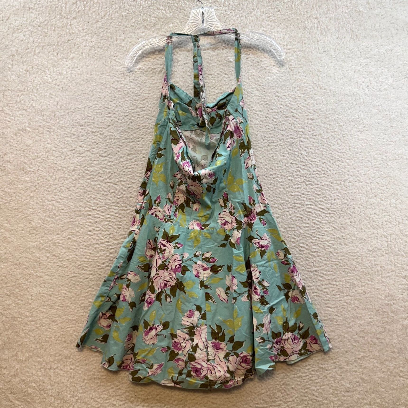 Vintage Y2K Vintage Halter Midi Dress Blue Floral A-Line 8 Medium Coquette Fairy Rampage Womens Dress Size M / US 6-8 / IT 42-44 - 2 Thumbnail