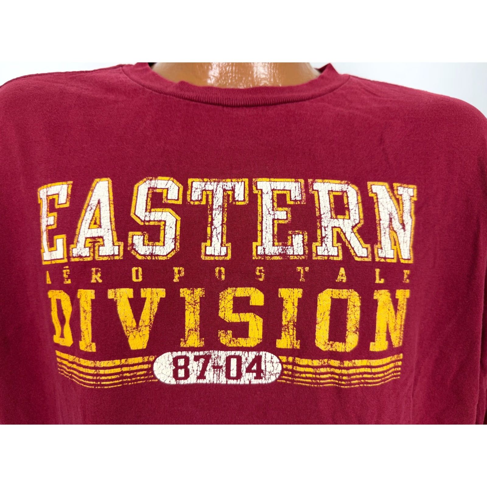 Aeropostale VINTAGE Aeropostale Shirt Men XL Graphic Print Long Sleeve Maroon Red Cotton Jersey T-Shirt Logo Sports Y2K 2000s Fall Summer 90s Mens Size US XL / EU 56 / 4 - 4 Thumbnail
