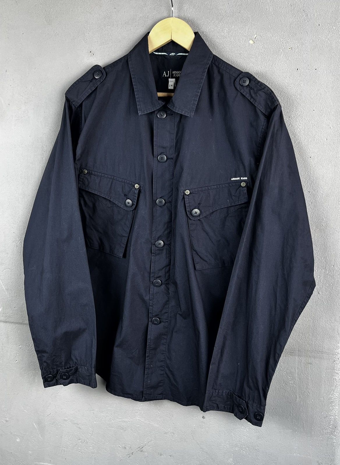 Giorgio Armani Armani Jeans Vintage Utility Military Navy Zip Shirt Size M Size US M / EU 48-50 / 2 - 2 Thumbnail