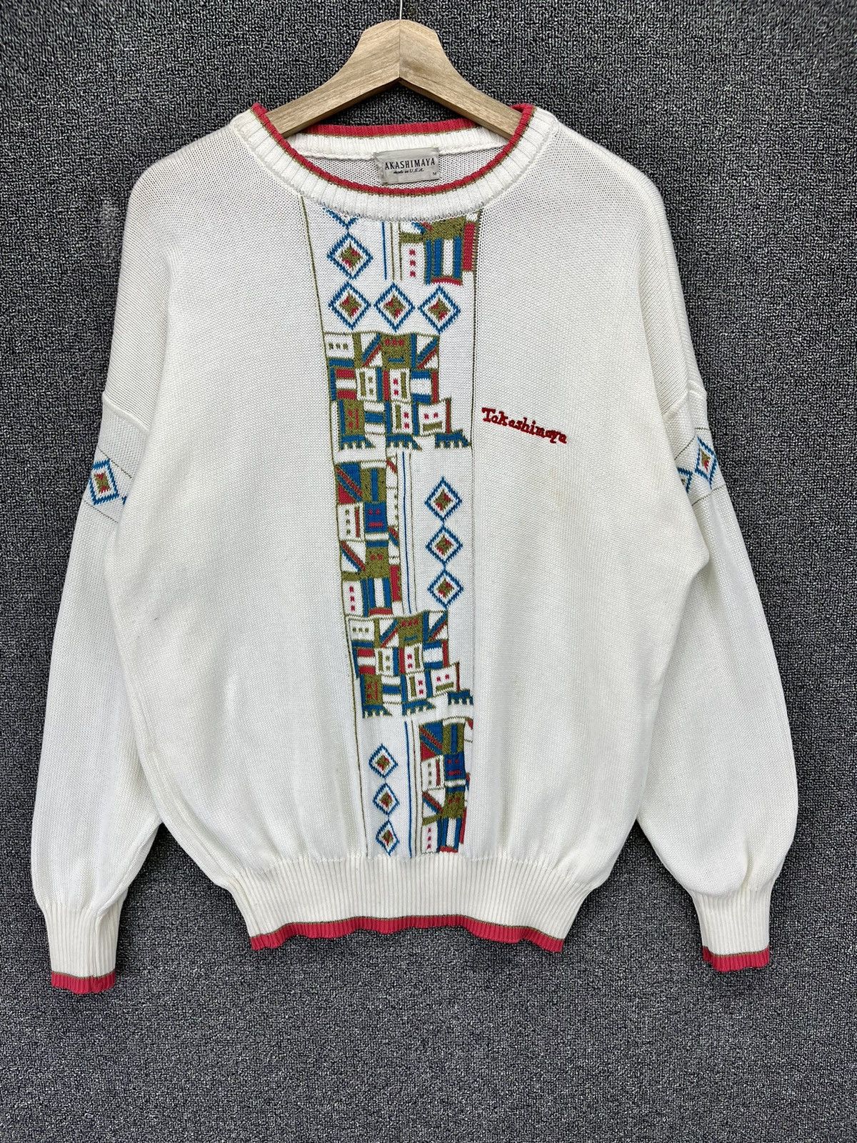 Japanese Brand Vintage Takashimaya Navajo Cable Knit Sweater Size US M / EU 48-50 / 2 - 3 Thumbnail