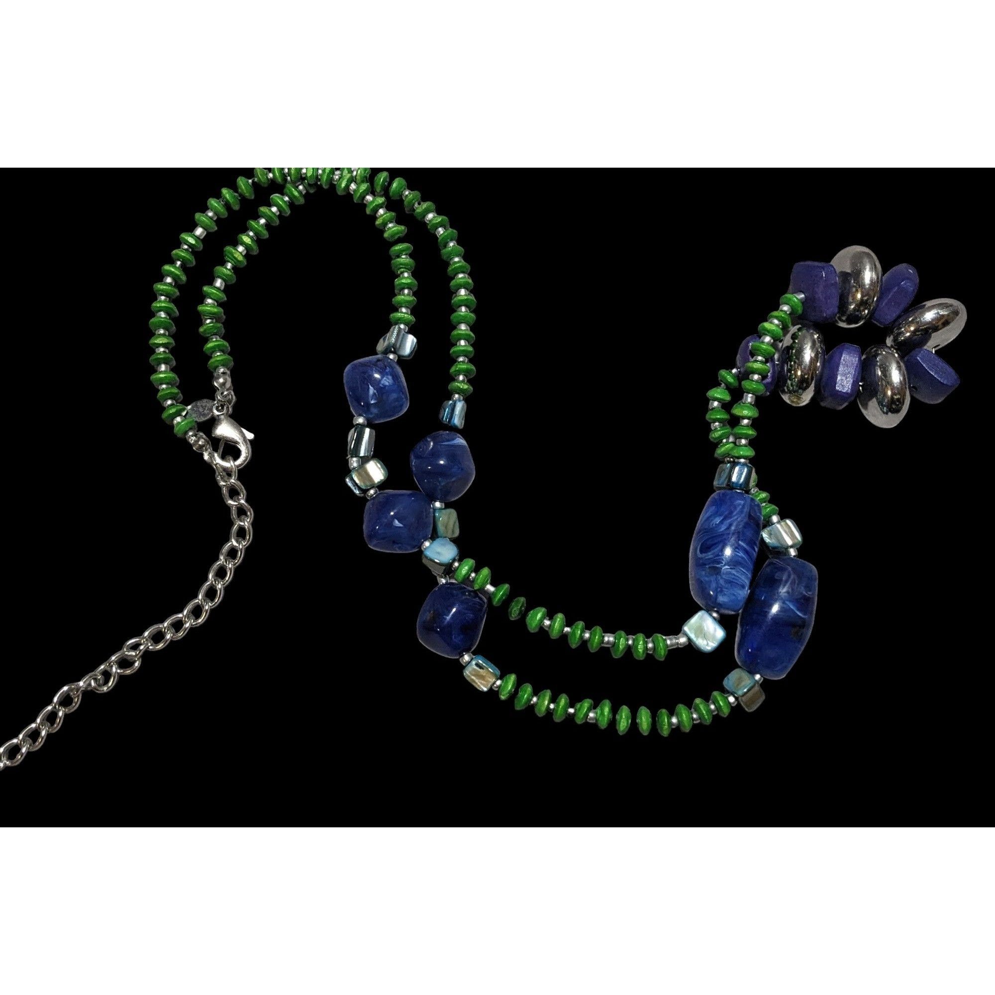 Chicos Chico's Long Blue And Green Beaded Necklace Size ONE SIZE - 2 Thumbnail
