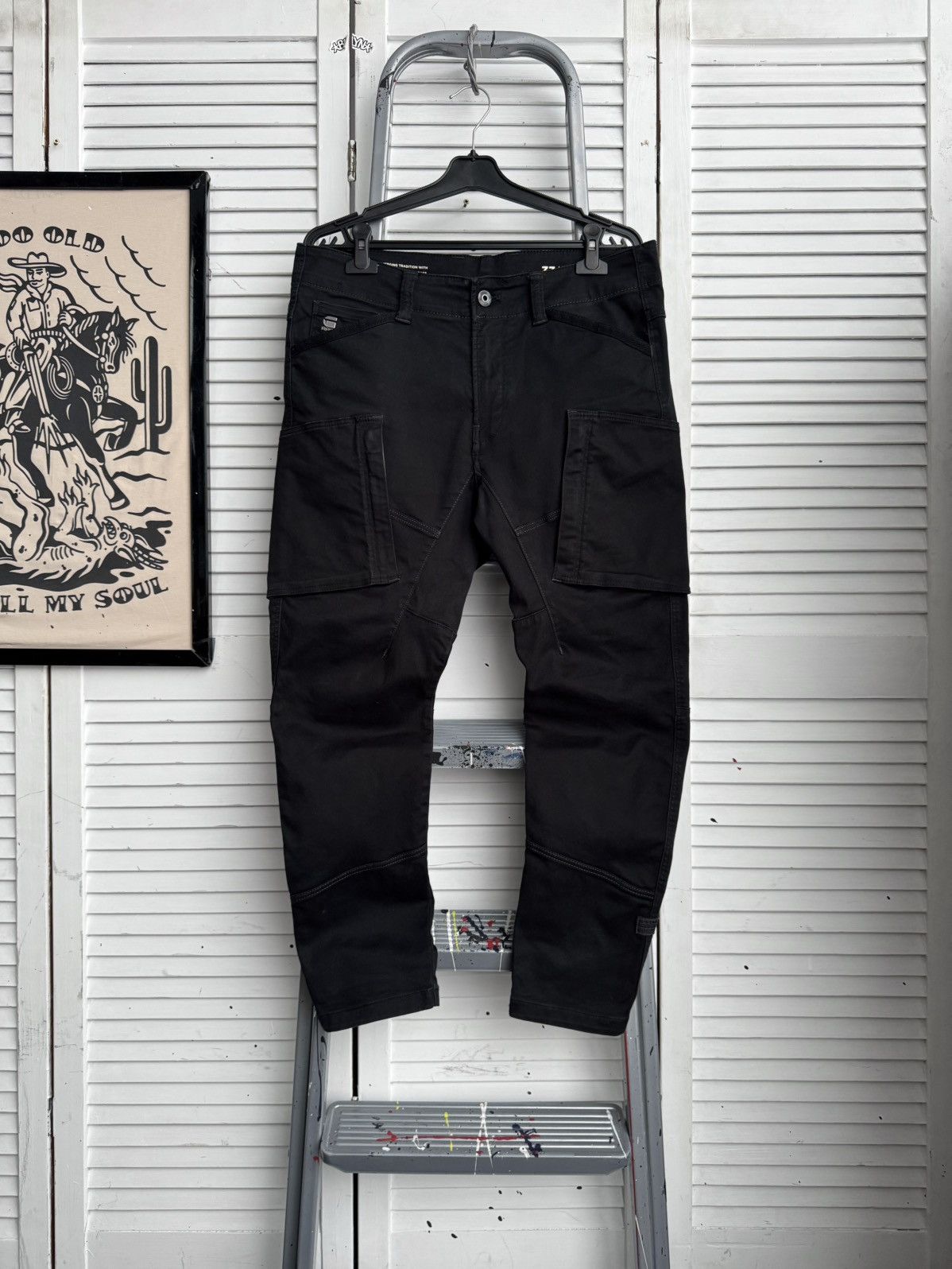 G-Star G-Star RAW 3D Skinny Cargo Black Pants 33x30 Size US 33 - 1 Thumbnail