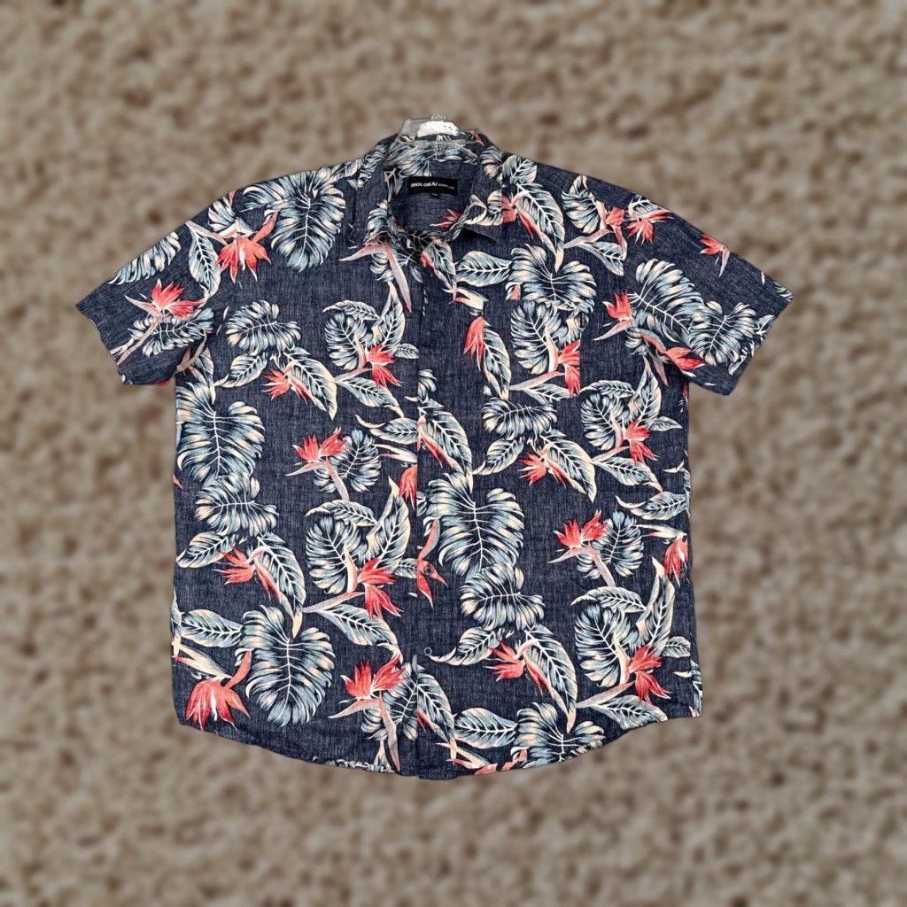 CO Molokai Surf Co Men's Hawaiian Shirt, Short Sleeve, 2XL, Blue, Floral Palm Bird of Paradise, Cotton Button-Up, Casual Beachwear, 90s Inspired, Mens Size US XXL / EU 58 / 5 - 1 Thumbnail
