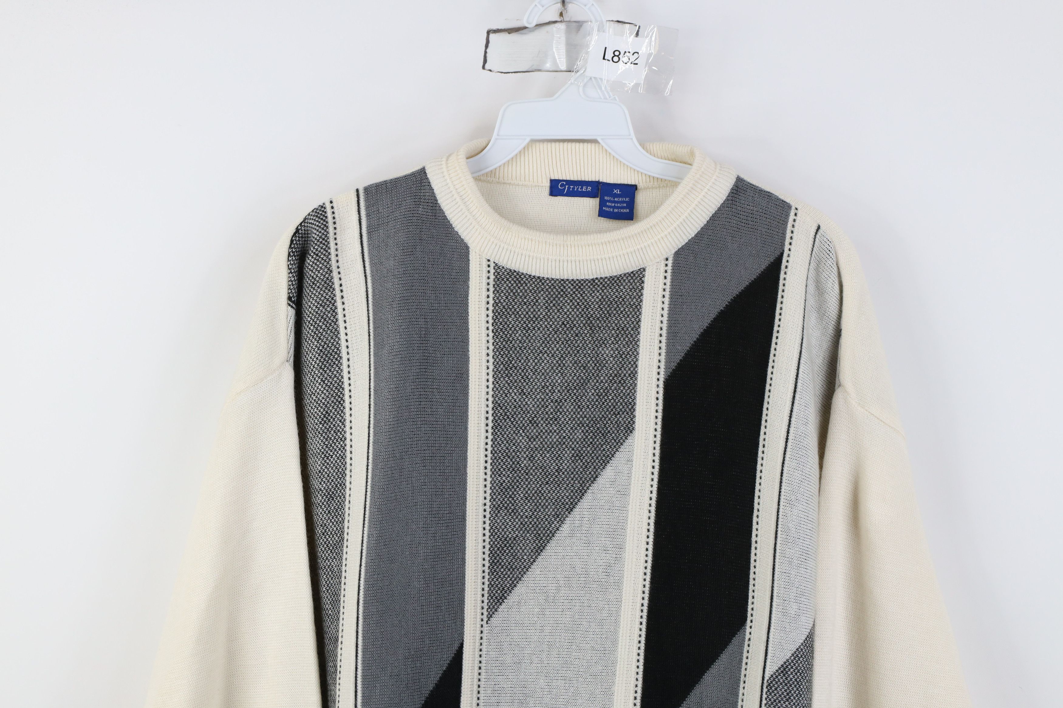 Vintage Vintage 90s Coogi Style Geometric Striped Knit Sweater Size US XL / EU 56 / 4 - 2 Thumbnail