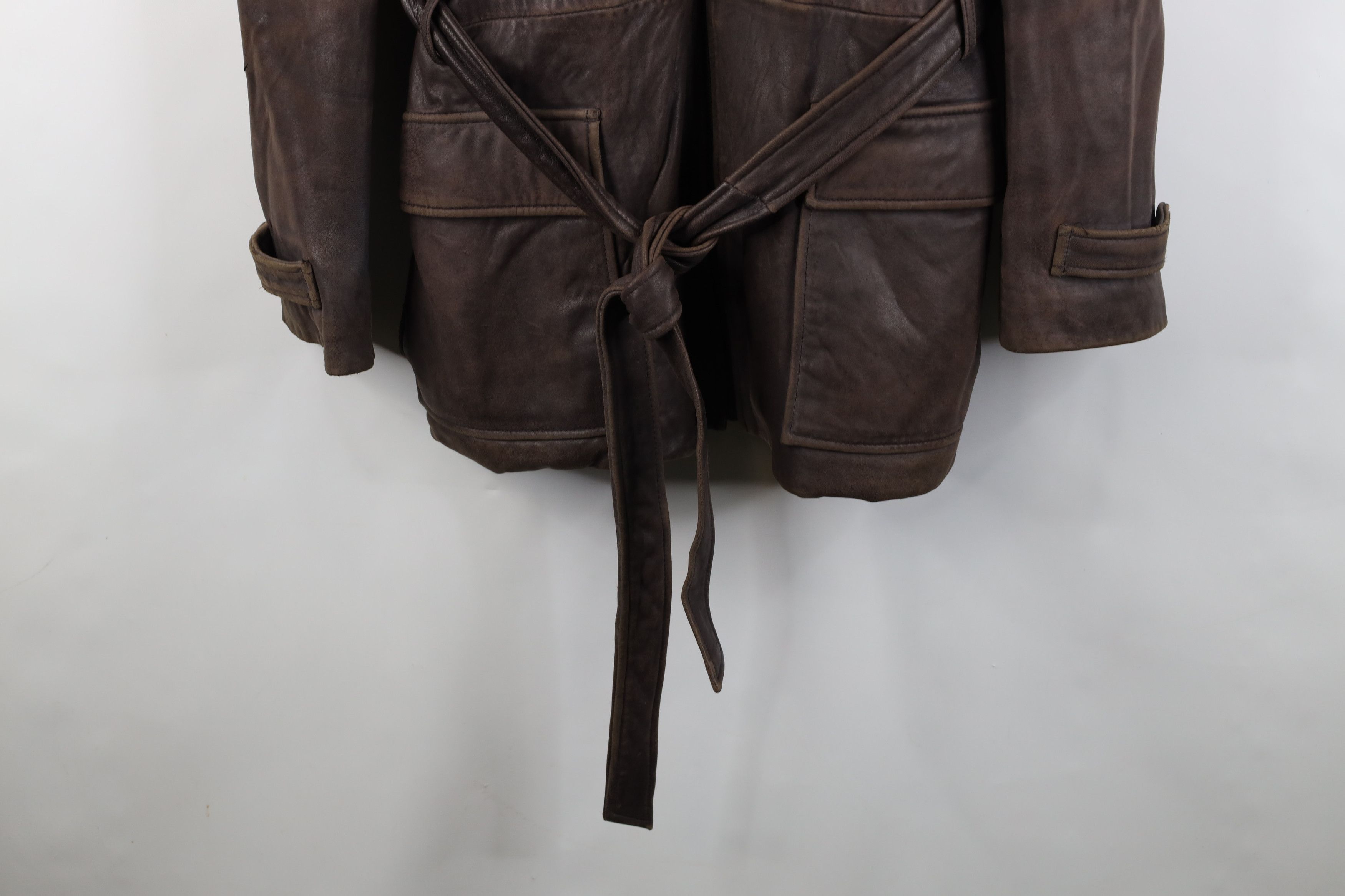 Vintage Vintage 90s Streetwear Leather Trench Coat Jacket Brown Size US XL / EU 56 / 4 - 4 Thumbnail