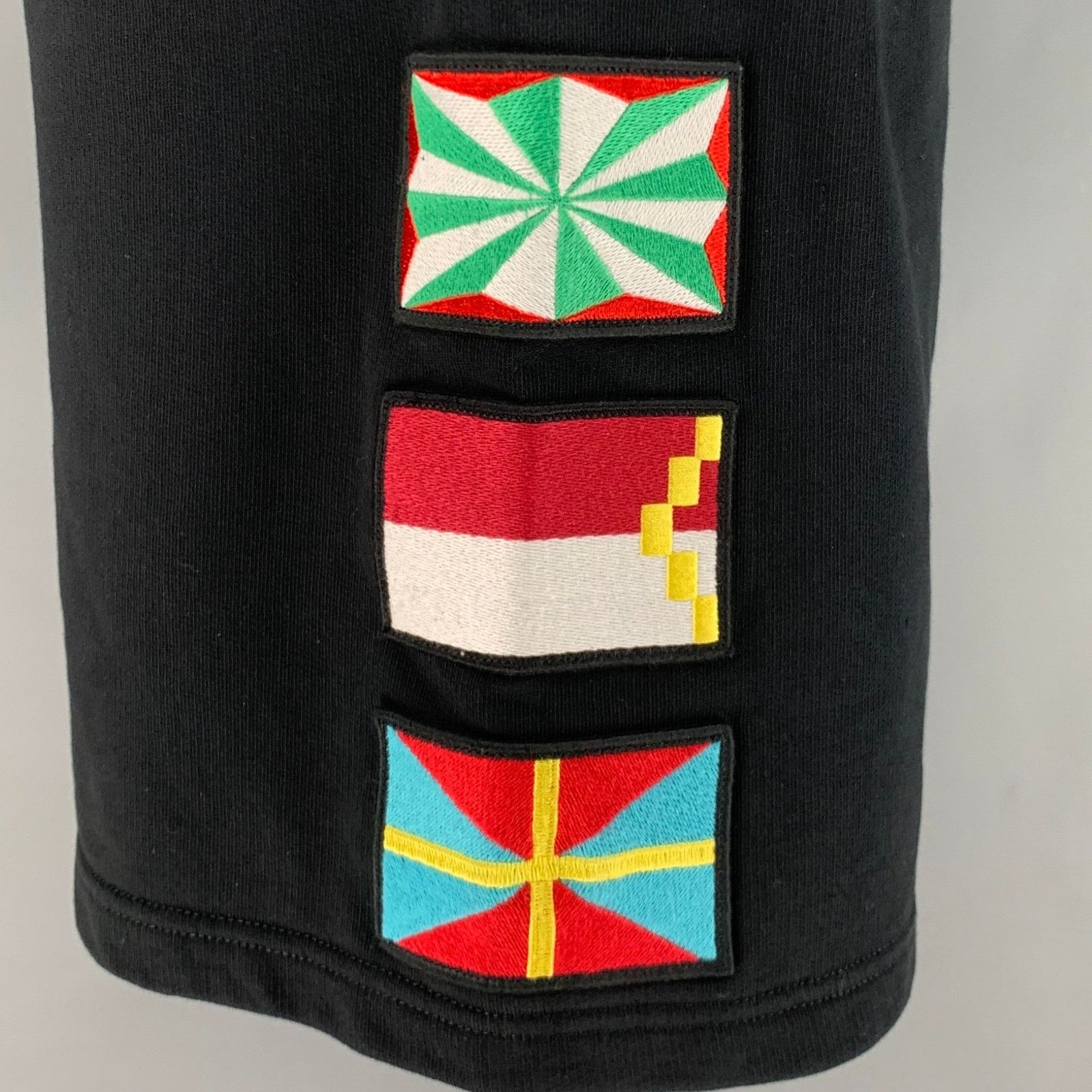 Marcelo Burlon MARCELO BURLON Black Multi-Color Applique Cotton Drawstring Size US 29 - 3 Thumbnail