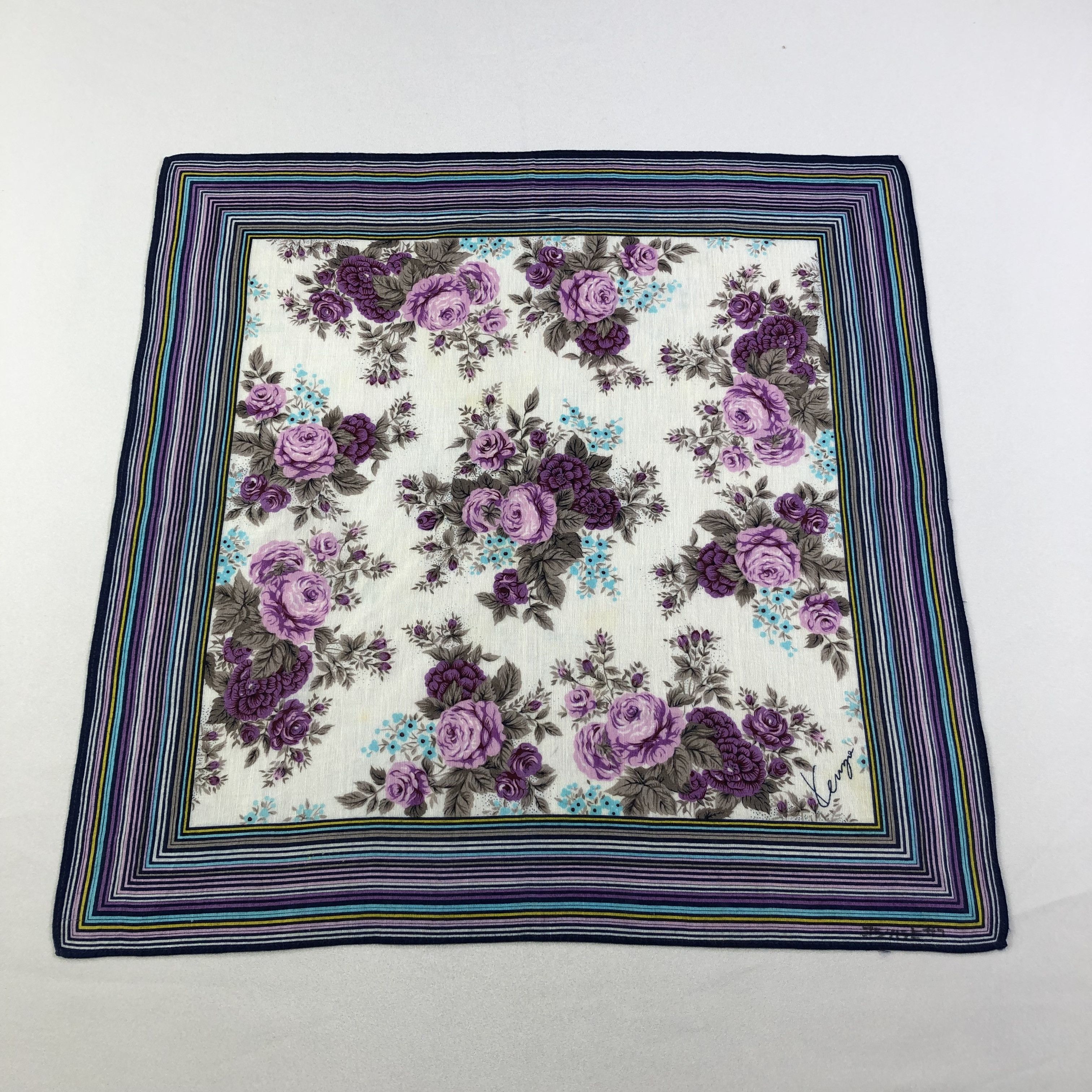 Kenzo × Vintage Kenzo Floral Handkerchief Neckerchief Bandana H2066 Size ONE SIZE - 1 Thumbnail