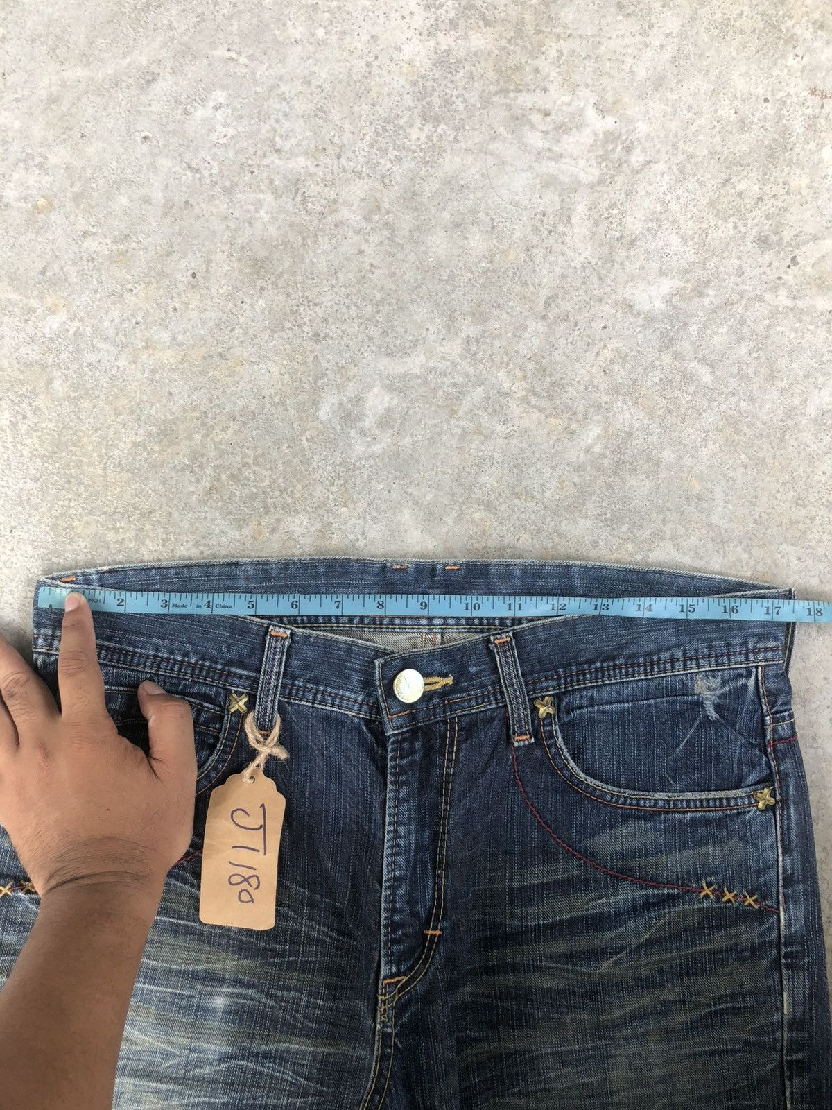 If Six Was Nine Japanese Lee Flared Jeans Distressed Denim Size US 34 / EU 50 - 24 Thumbnail