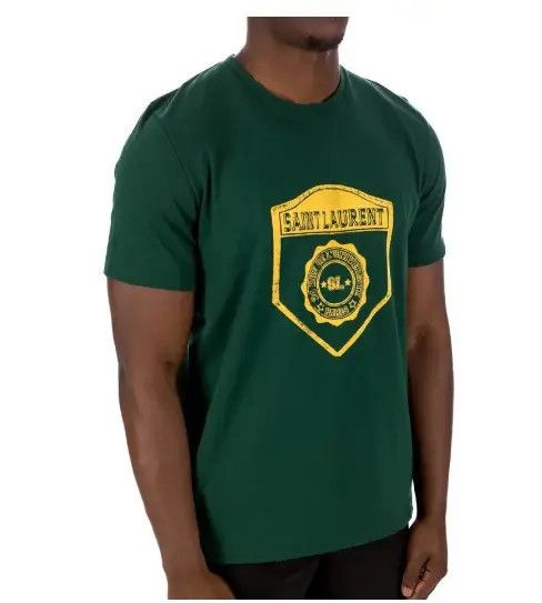 Saint Laurent Paris o1bcso1str1124 T-Shirt in Green Size US L / EU 52-54 / 3 - 2 Thumbnail