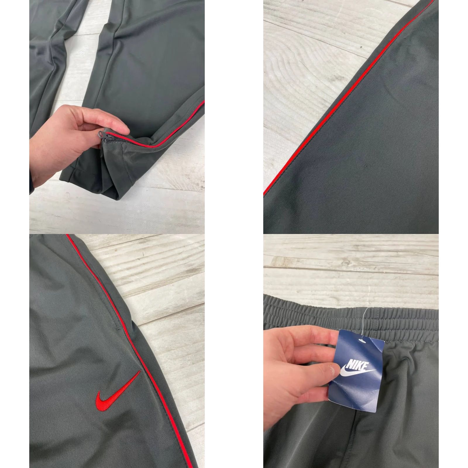 Nike VINTAGE Nike Tracksuit Jacket Jacket Pants Set XL Gray Red Men Size XL Track suit Size 46R - 10 Thumbnail