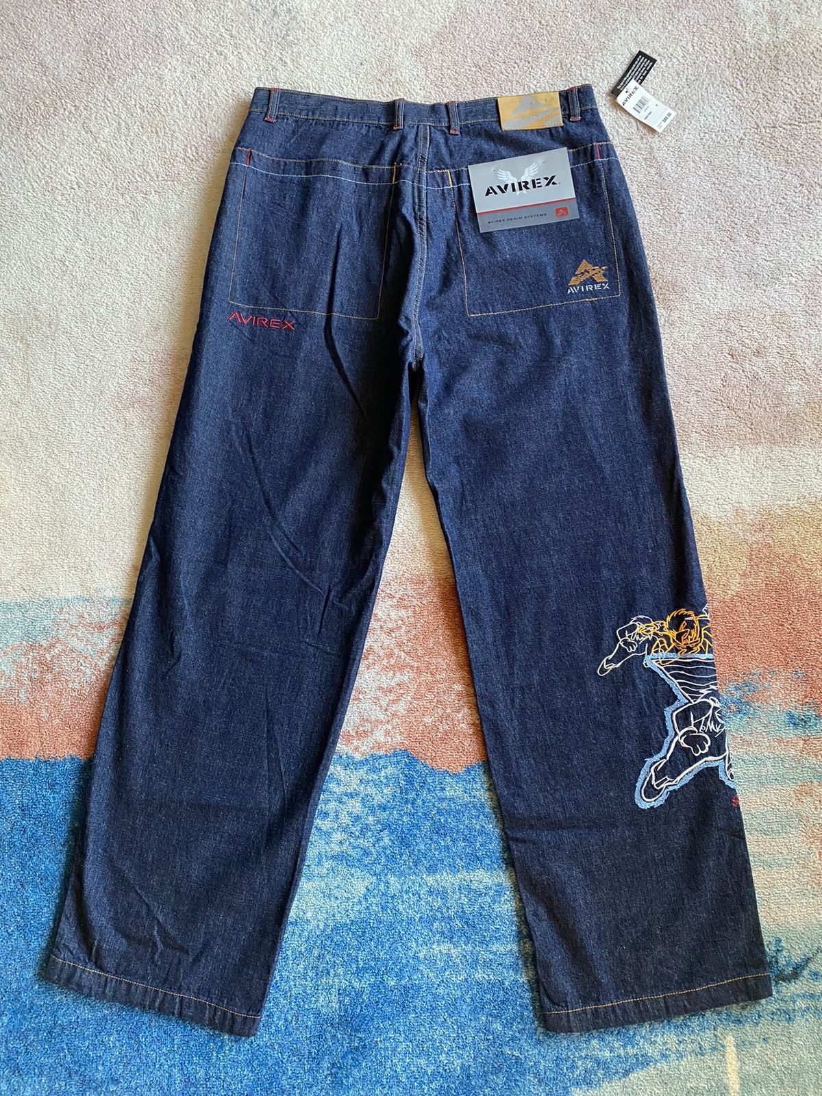 JNCO × Southpole × Vintage Crazy Deadstock Y2K Avirex Embroidered Baggy Jeans Size US 36 / EU 52 - 6 Thumbnail