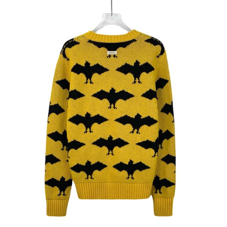 Gucci Gucci Yellow bat inlaid wool round-neck long-sleeved knitt Size US XS / EU 42 / 0 - 2 Thumbnail