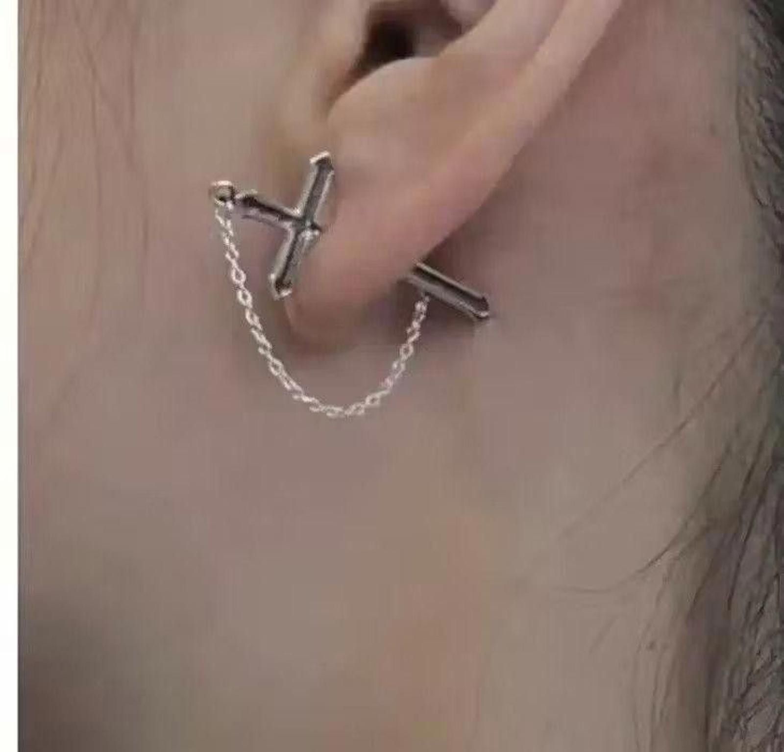 Jewelry 925 Silver Cross Earrings Size ONE SIZE - 2 Thumbnail