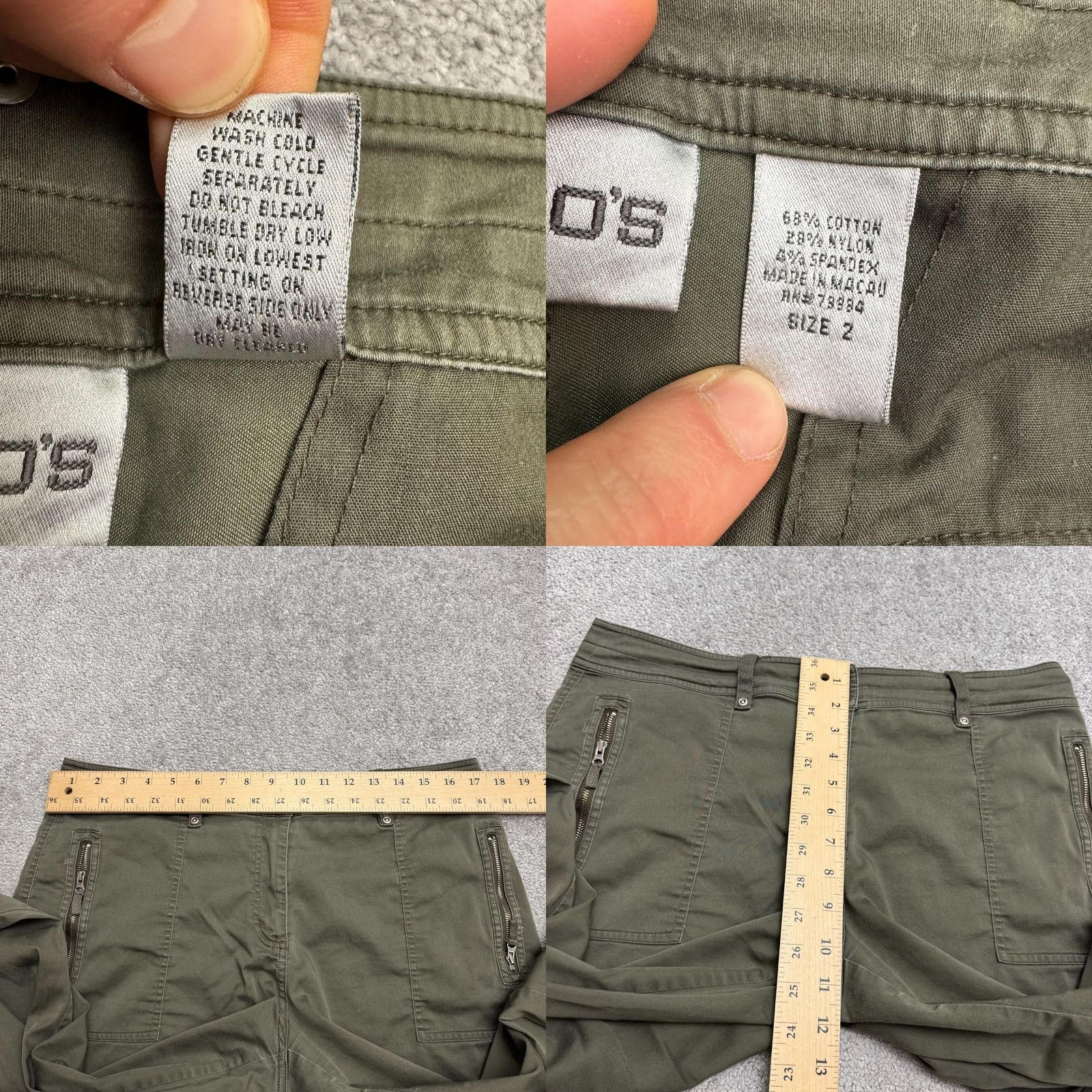 Vintage Chico's Pants Womens 2 US 12 Utility Cargo Cropped Olive Green Straight Casual Size 34" / US 12 / IT 48 - 8 Thumbnail