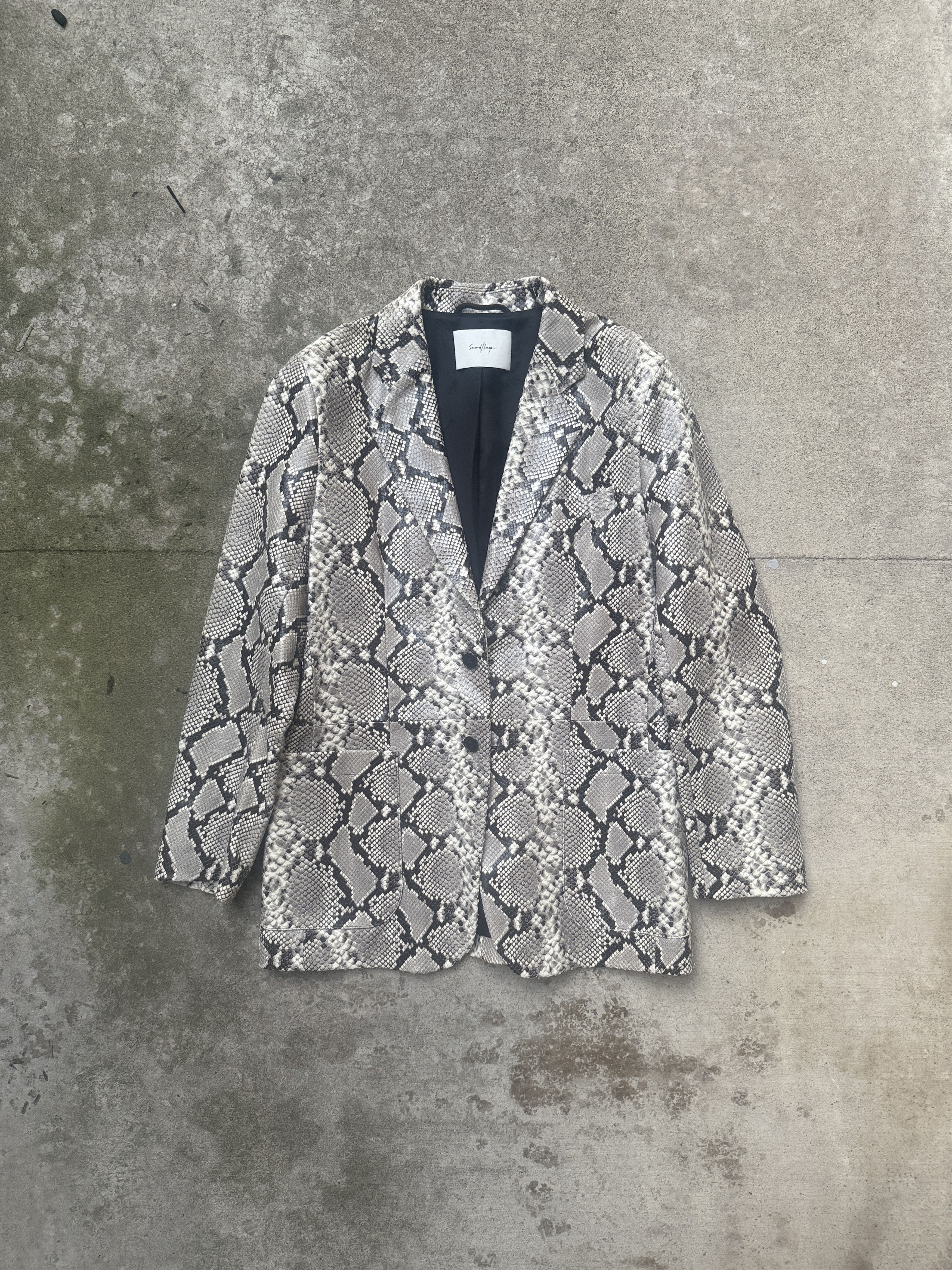 SECOND/LAYER Leather Snakeskin Blazer Jacket Python Sz 50