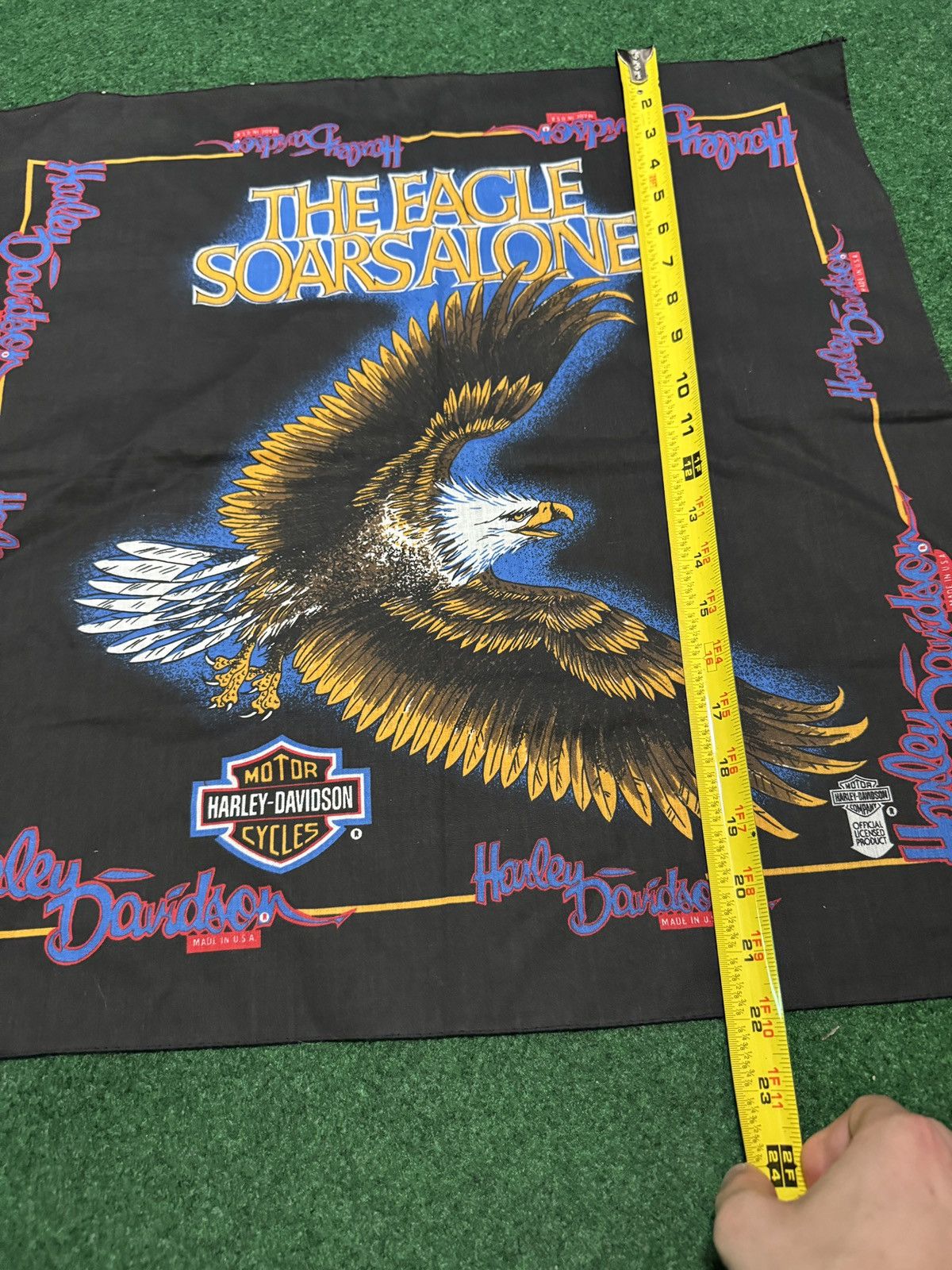 Harley Davidson × Vintage Vintage 90s Harley Davidson Eagle Soars Alone Biker Bandana Size ONE SIZE - 6 Thumbnail