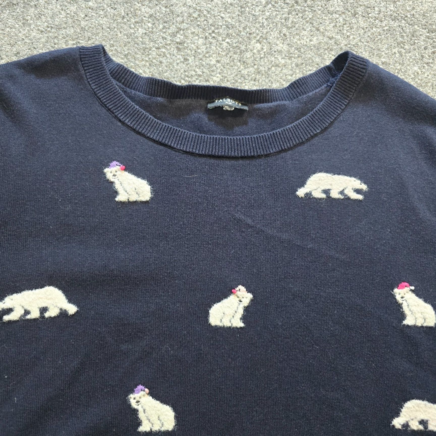 Talbots Talbots Sweater Womens 2X Blue Polar Bears Embroidered Winter Casual Pullover Knit Long Sleeve Round Neck Size XXL / US 16-18 / IT 52-54 - 2 Thumbnail