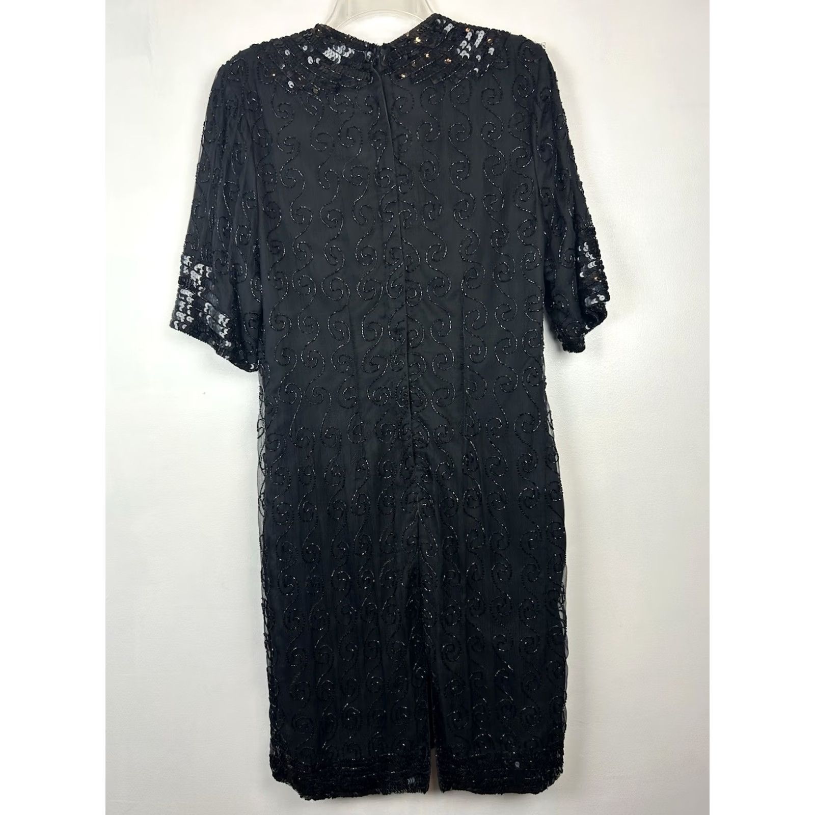 Vintage VINTAGE Black Silk Sequin Beaded Cocktail Dress Women Medium Size M / US 6-8 / IT 42-44 - 2 Thumbnail