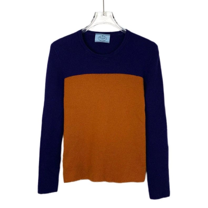 Prada Prada Two-color stitching round-neck cashmere knitted sweat Size US XS / EU 42 / 0 - 1 Thumbnail