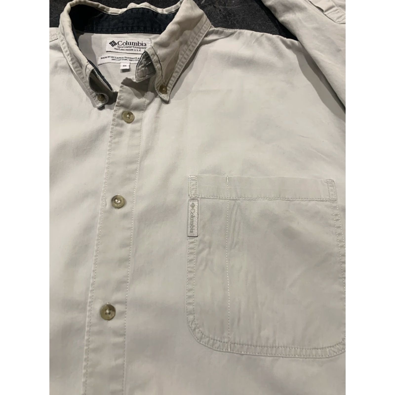 Vintage Columbia Men's Button-Down Shirt Long Sleeve Casual Travel Beige 90s XXL Size US XXL / EU 58 / 5 - 3 Thumbnail