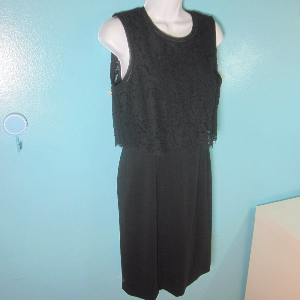 Rebecca Taylor Rebecca Taylor Womens Size 4 Black Sheath Dress with Lace Ov Size S / US 4 / IT 40 - 5 Thumbnail