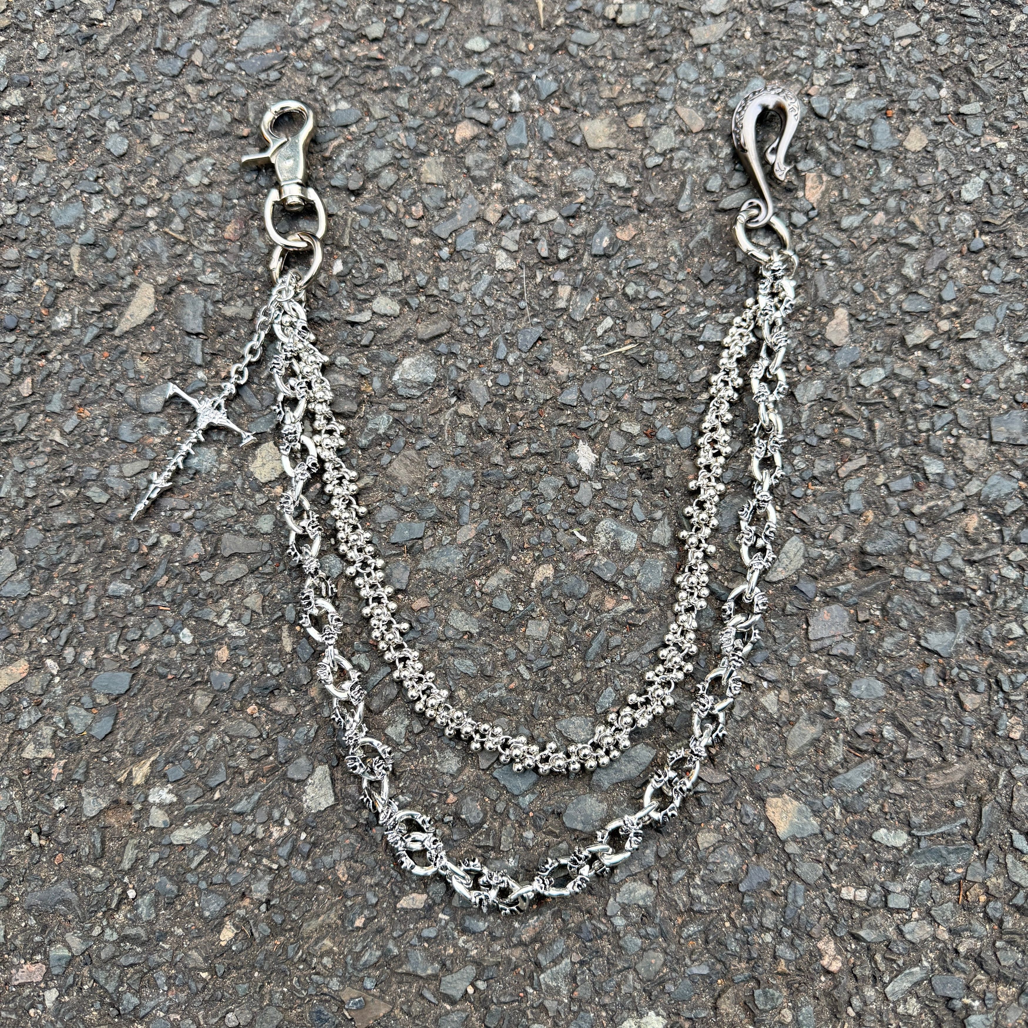 Jewelry Double Layer Combination Silver Wallet Chain Size ONE SIZE - 5 Thumbnail