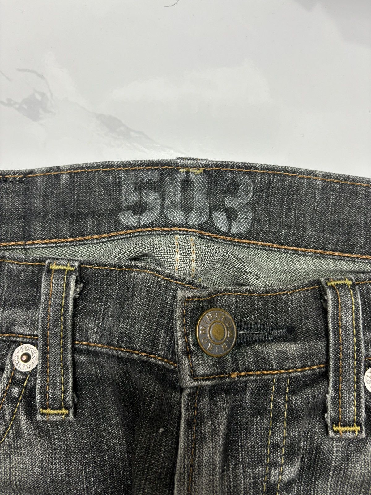 Hysteric Glamour 🔥Vintage Edwin 503 Black Faded Distressed Denim Jeans Size US 33 - 9 Thumbnail