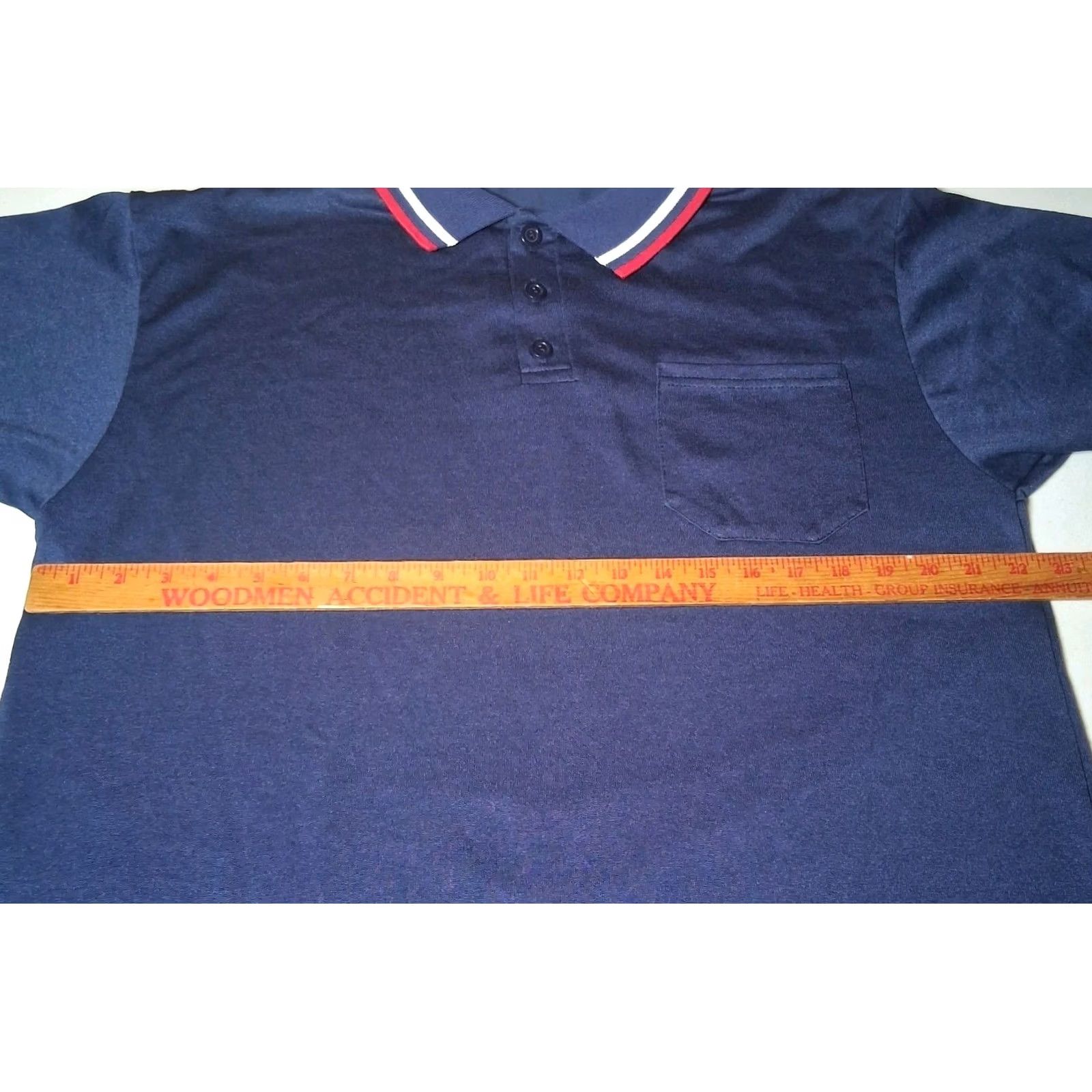 Vintage VINTAGE Majestic Polo Shirt L Navy Blue Red White Stripe Retro Sport Golf USA Shirt Mens Size US L / EU 52-54 / 3 - 3 Thumbnail