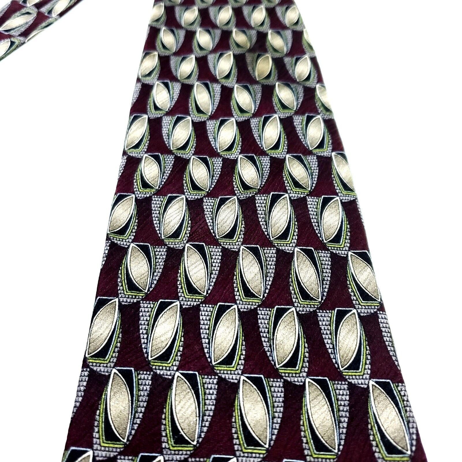 Vintage Louis Roth Silk Tie Brown Print Wide Geometric Size ONE SIZE - 2 Thumbnail