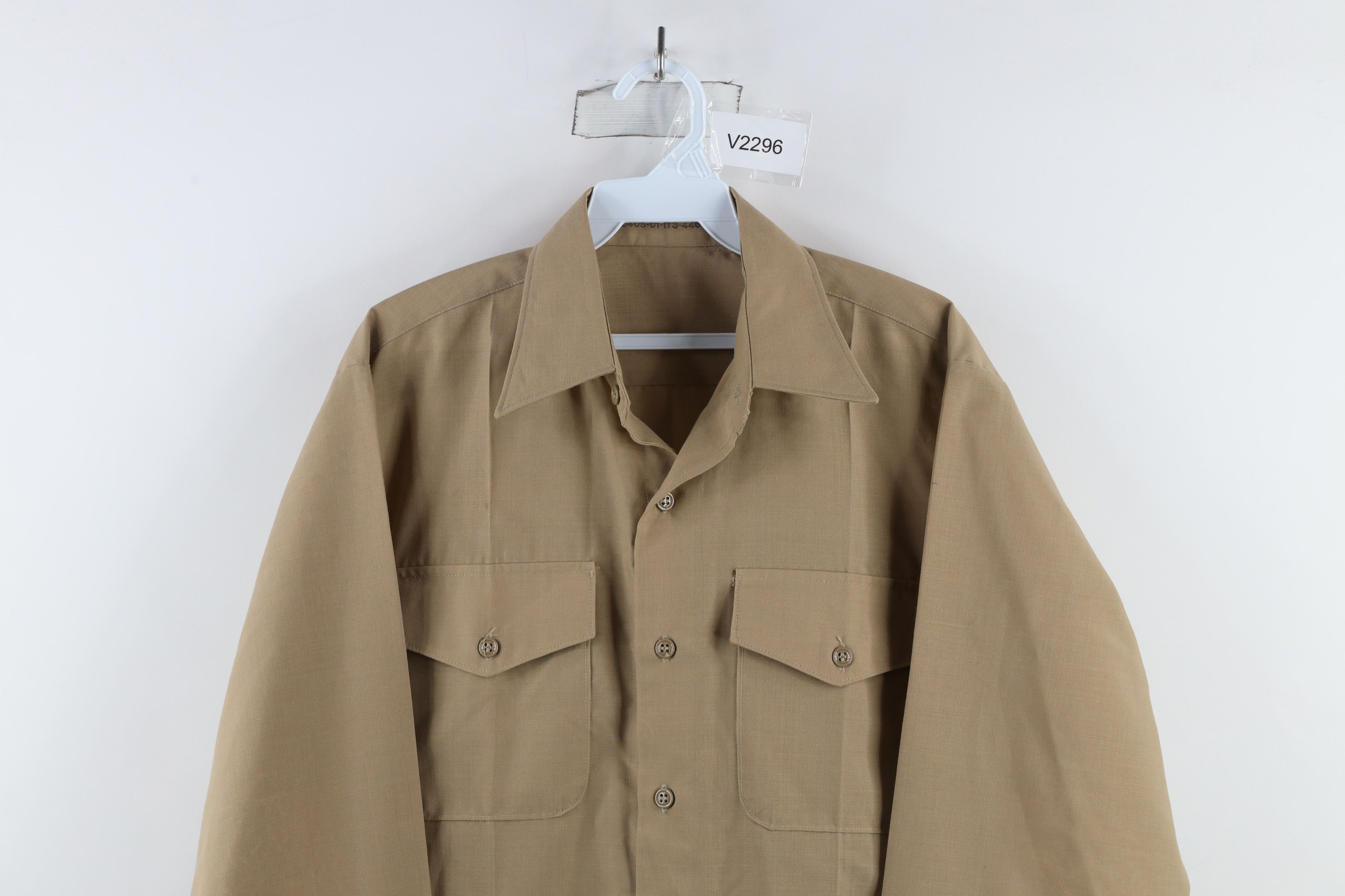 Vintage Vintage 90s Military Long Sleeve Button Shirt Khaki USA Size US M / EU 48-50 / 2 - 2 Thumbnail