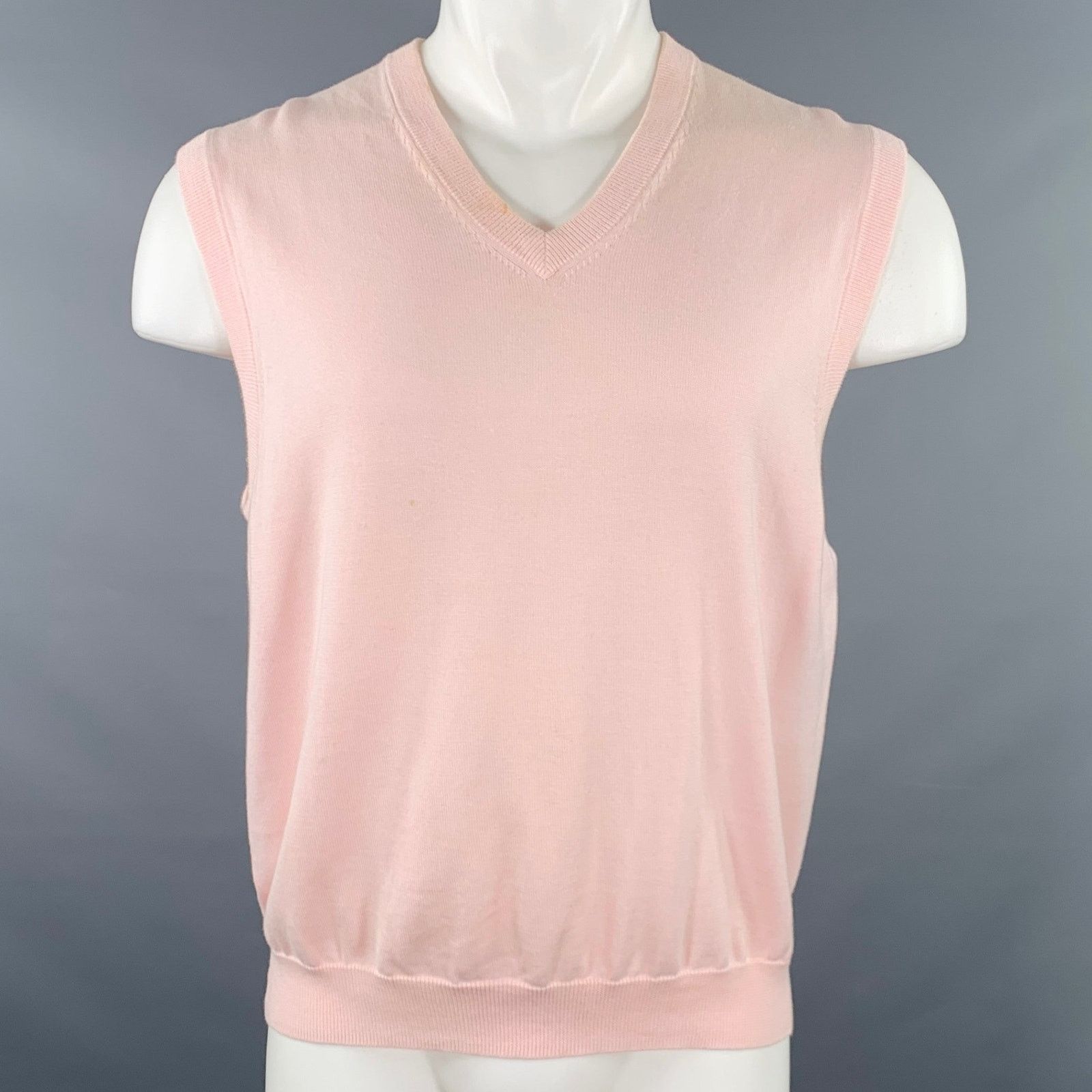 Brooks Brothers BROOKS BROTHERS Size M Pink Cotton V-Neck Sweater Vest Size US M / EU 48-50 / 2 - 1 Thumbnail