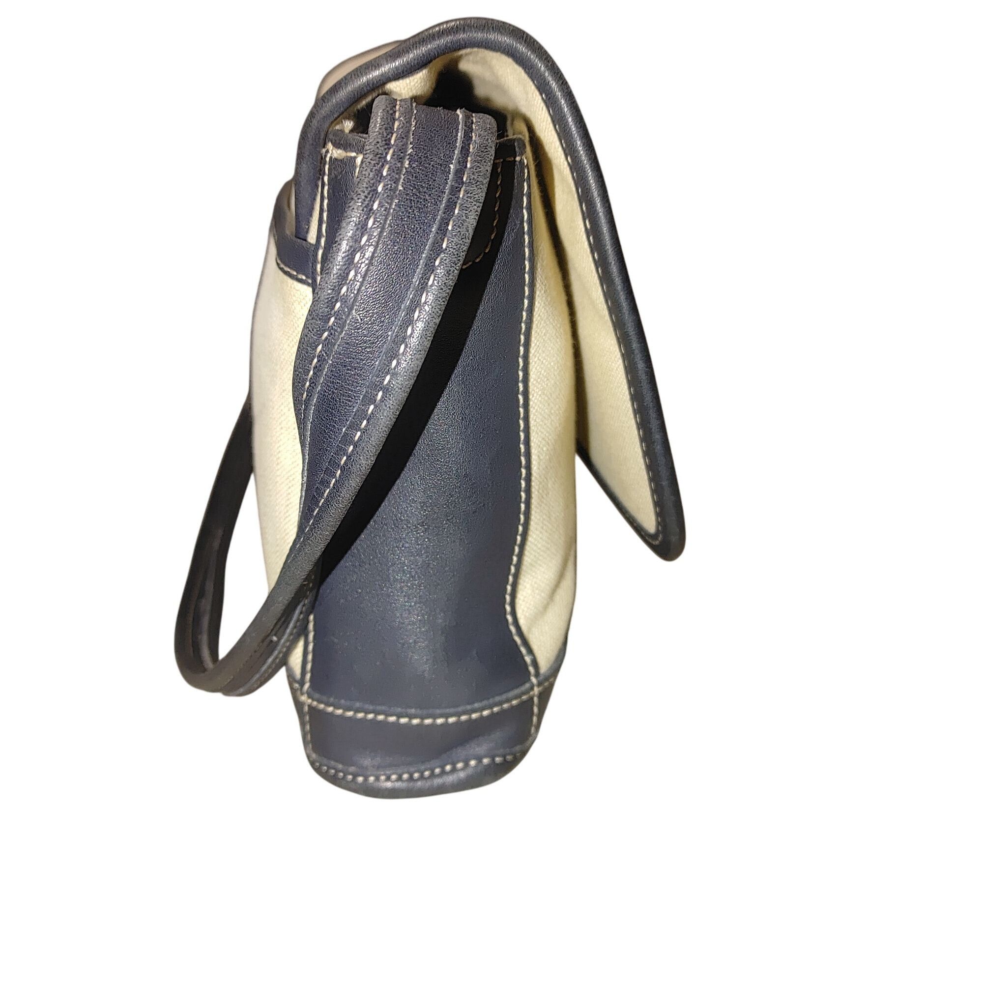 Coach Coach Bleeker Flap Purse Handbag 90s Navy Blue Black Canvas Size ONE SIZE - 10 Thumbnail