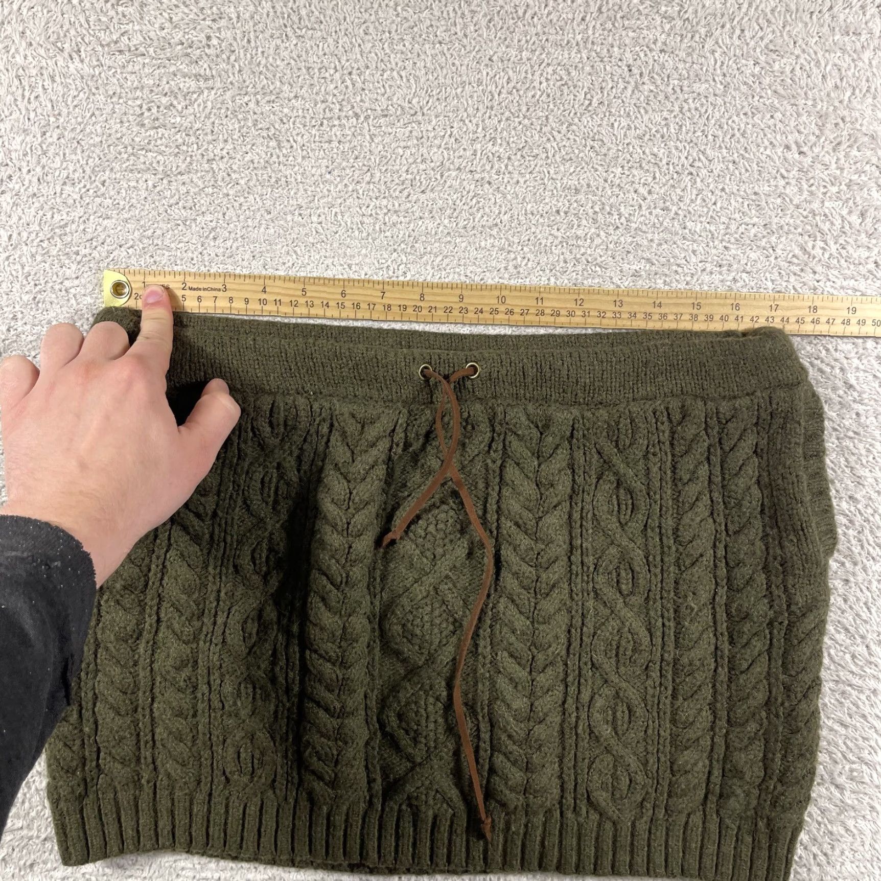 Ralph Lauren Polo Ralph Lauren Skirt Women's Large Green Wool Alpaca Blend Cable Knit Cottage Short Elastic Waist Size 36" / US 14 / IT 50 - 5 Thumbnail