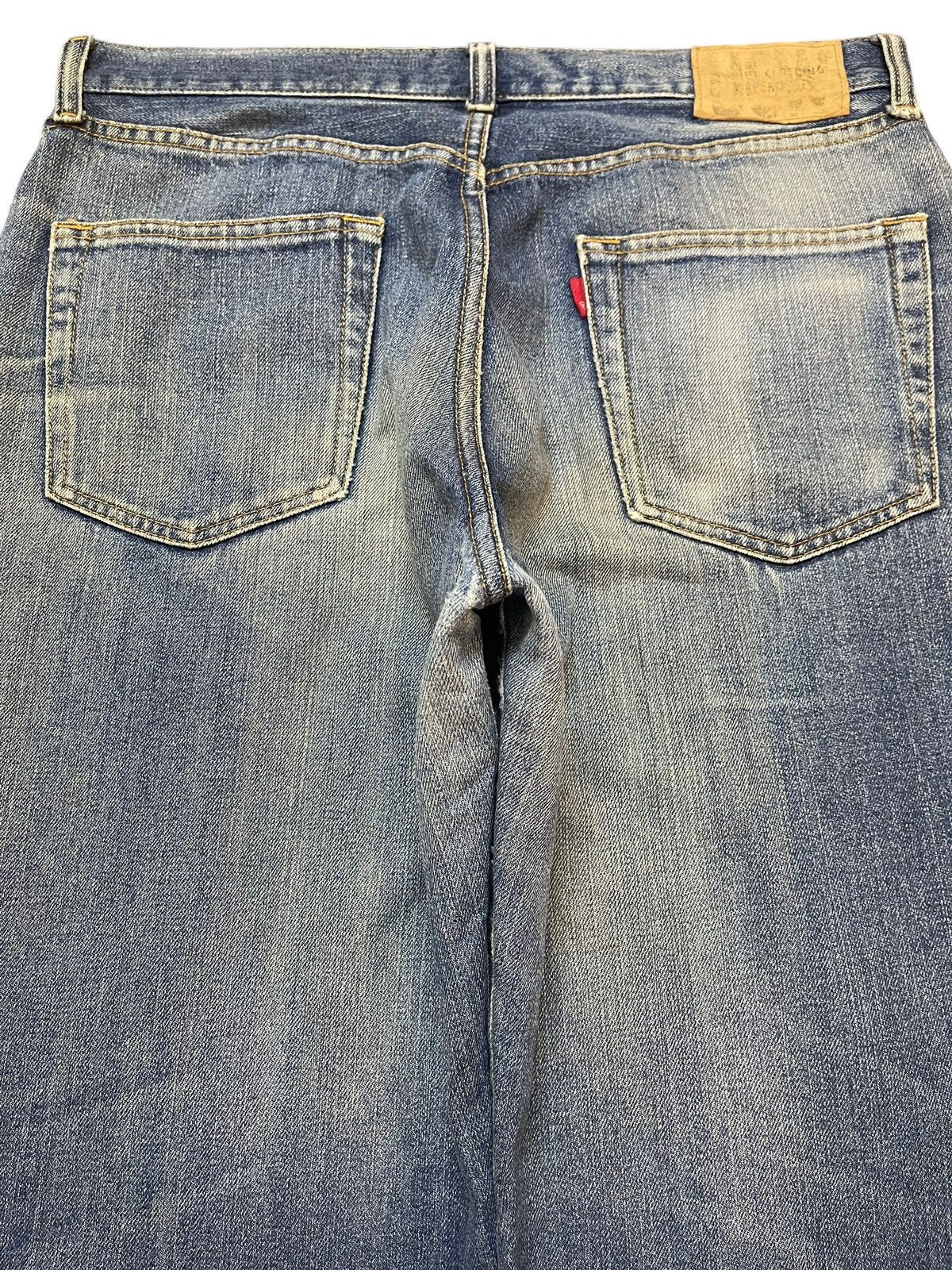 Denime Vintage Y2K Japanese Brand Blue Faded Wash Wide Leg Baggy Size US 33 - 5 Thumbnail