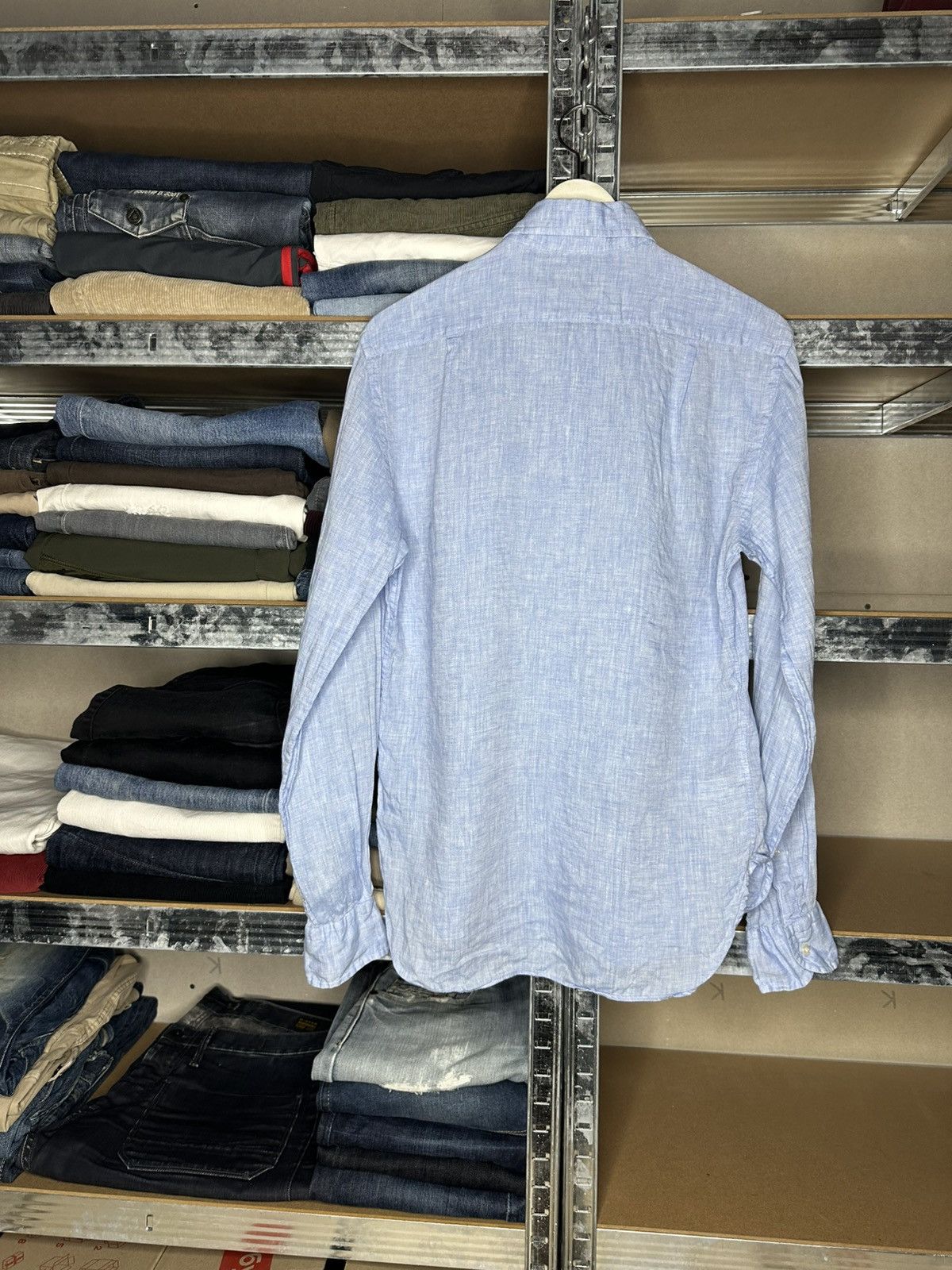 Boggi Boggi Milano Linen Shirt Men S Blue Button Down Long Sleeve Size US S / EU 44-46 / 1 - 2 Thumbnail