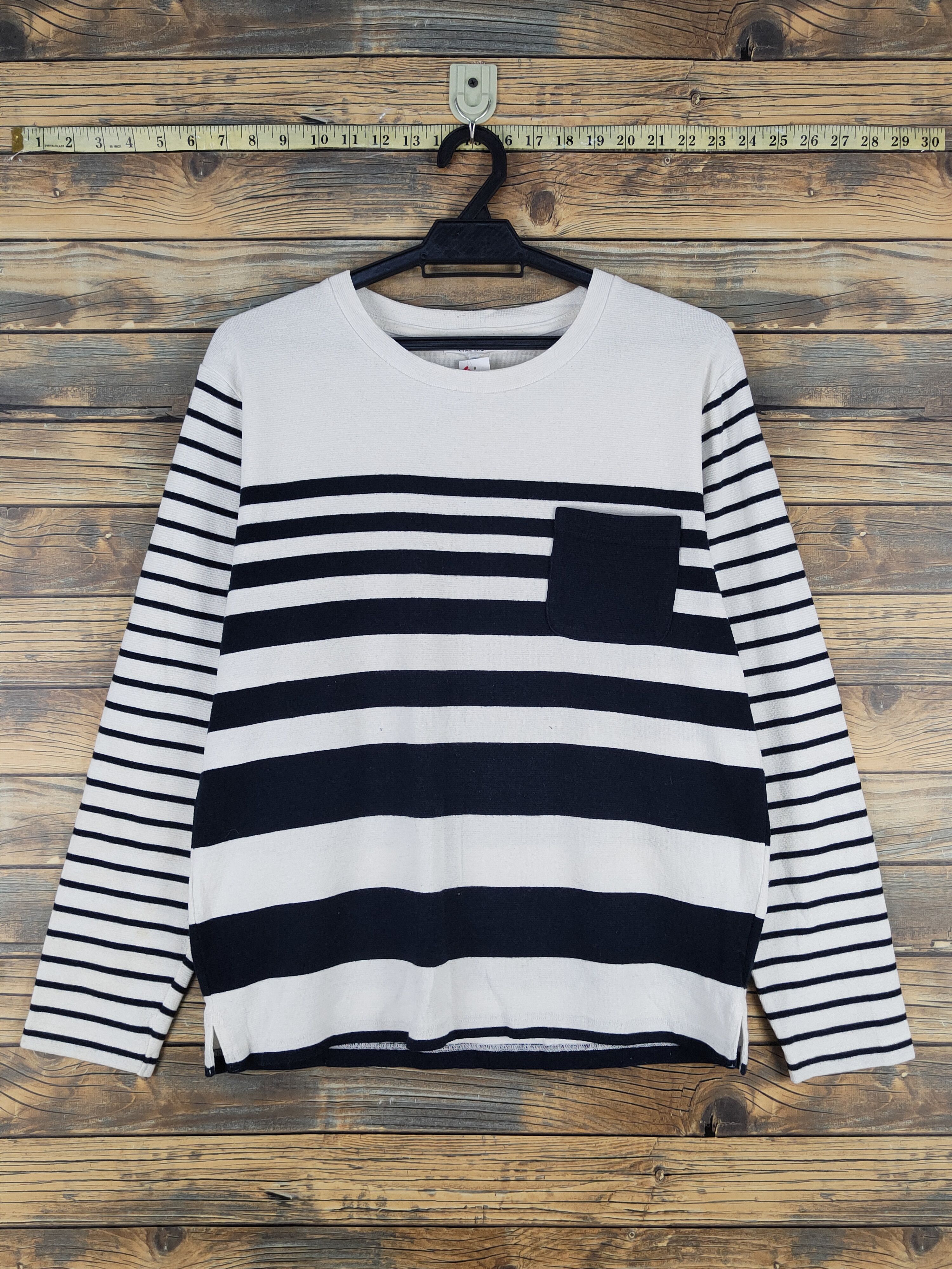 Japanese Brand The Shop TK White Navy stripe Long Sleeve T-shirts #W1336 Size US M / EU 48-50 / 2 - 1 Thumbnail