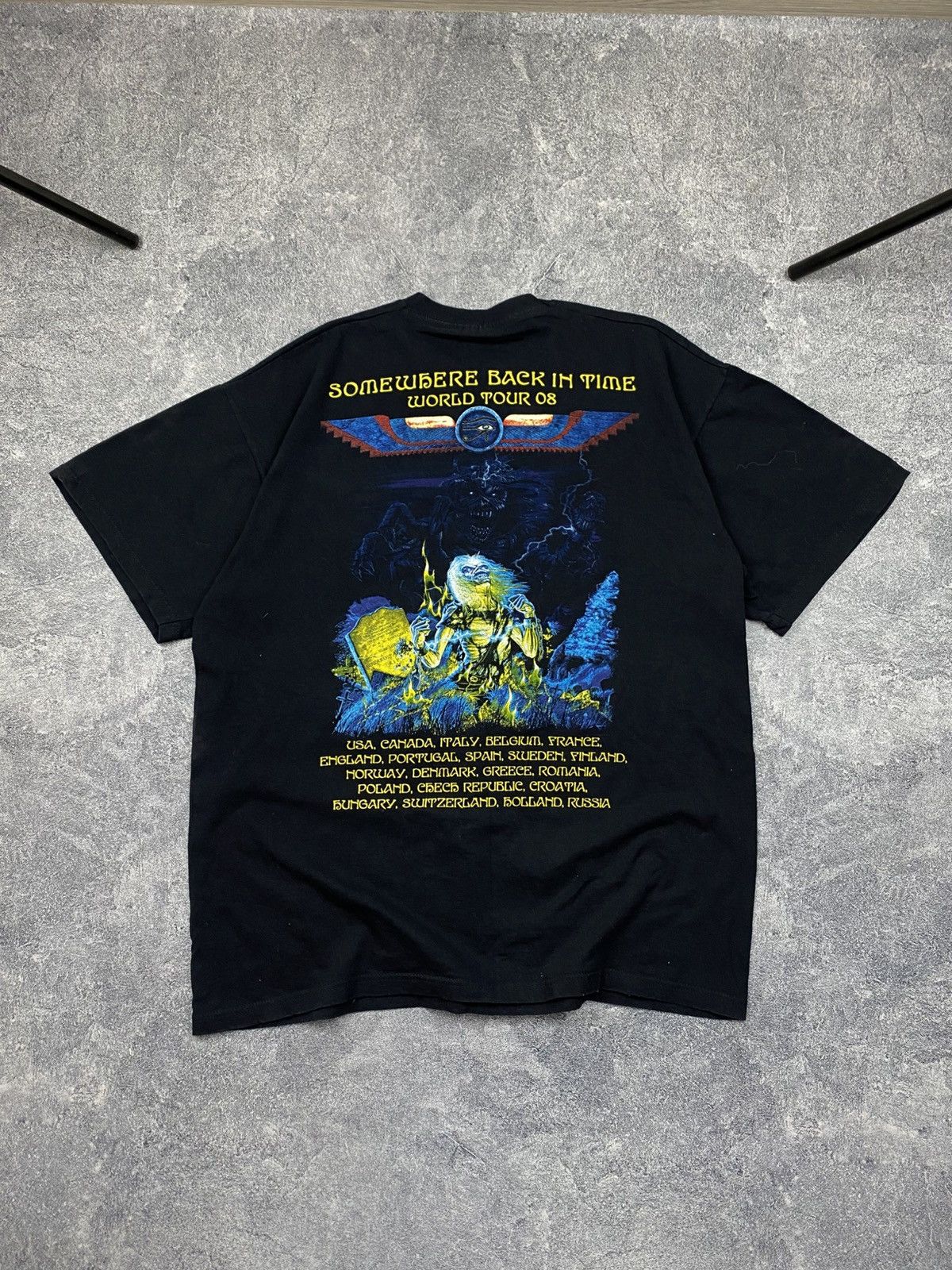 Band Tees × Iron Maiden × Vintage Vintage Iron Maiden Somewhere Back In Time Tour 2008 T-Shirt Size US L / EU 52-54 / 3 - 2 Thumbnail