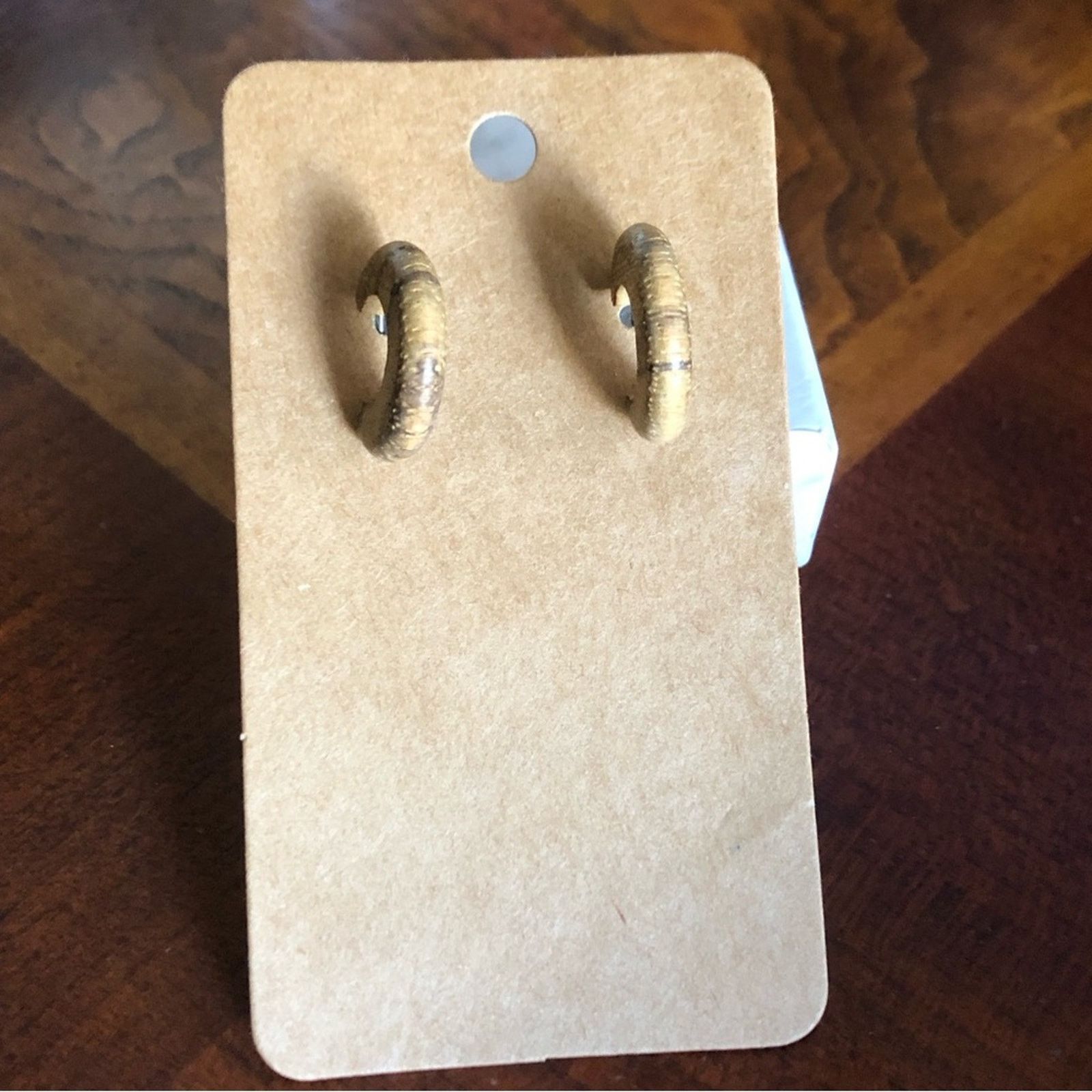 Vintage Vintage petrified wood small hoop pierced earrings Size ONE SIZE - 6 Thumbnail