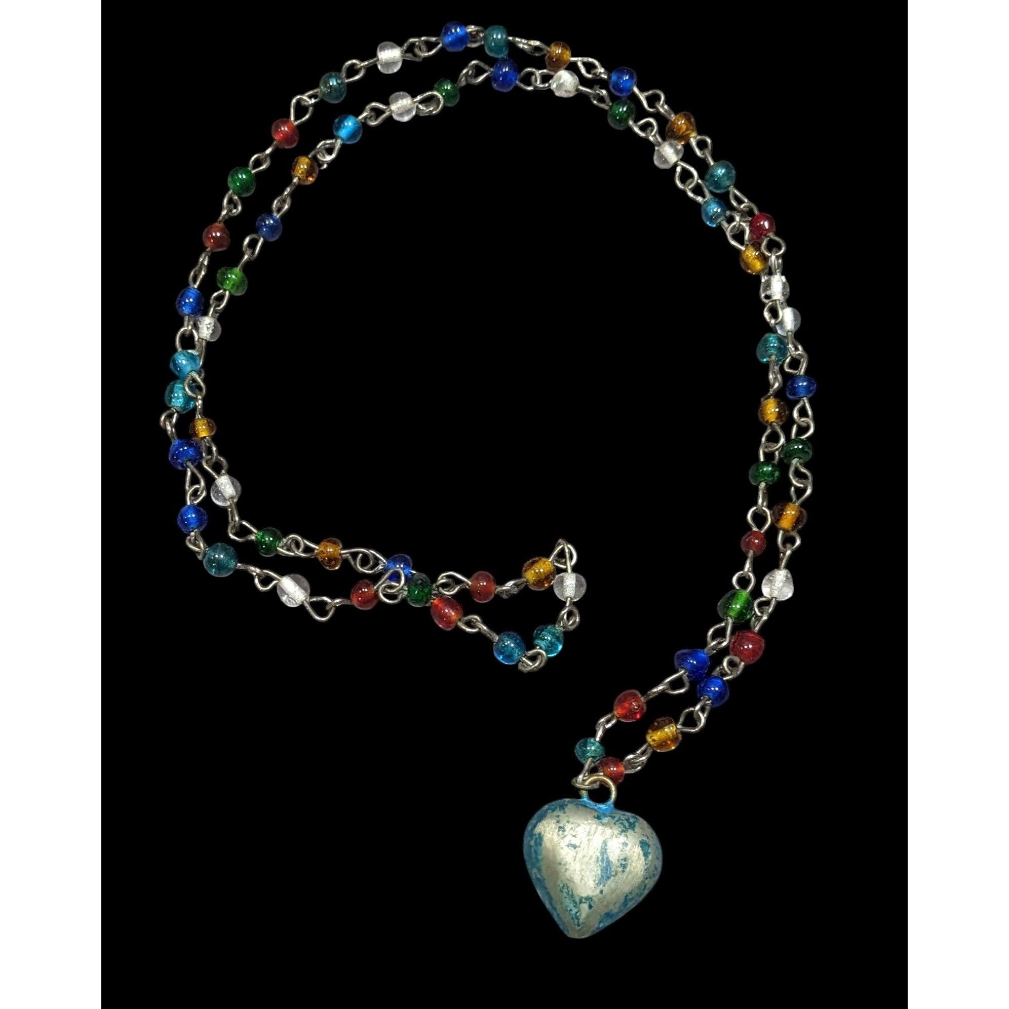 Other Rustic Romantic Rainbow Glass Beaded Necklace With Distresse Size ONE SIZE - 1 Thumbnail