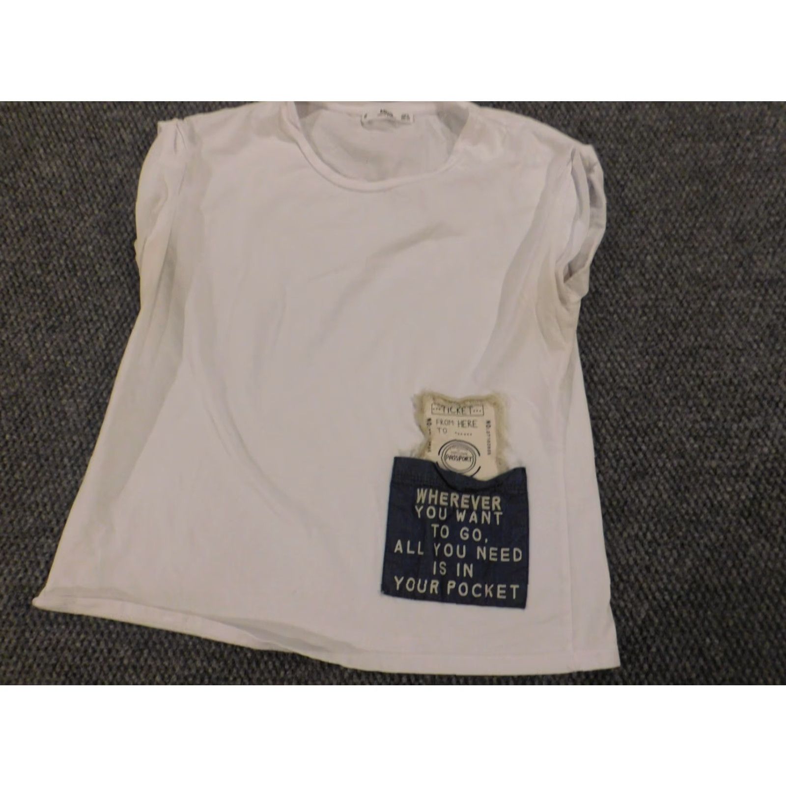 Mango Mango White Blouse Extra Small SS Short Sleeve Regular Knit Polyester Crew Neck Pullover Button-Down Accent Basic Casual Female Women Size XS / US 0-2 / IT 36-38 - 4 Thumbnail