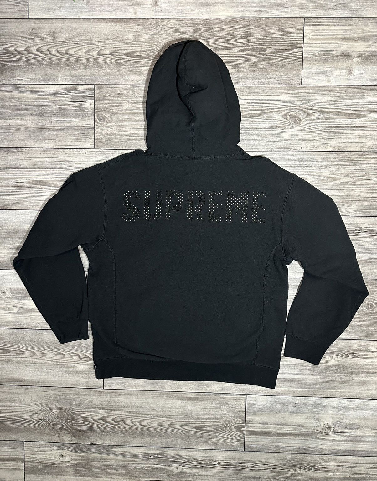 image of Supreme Studded Hooded Sweatshirt Ss18 in Black, Men's (Size XL)