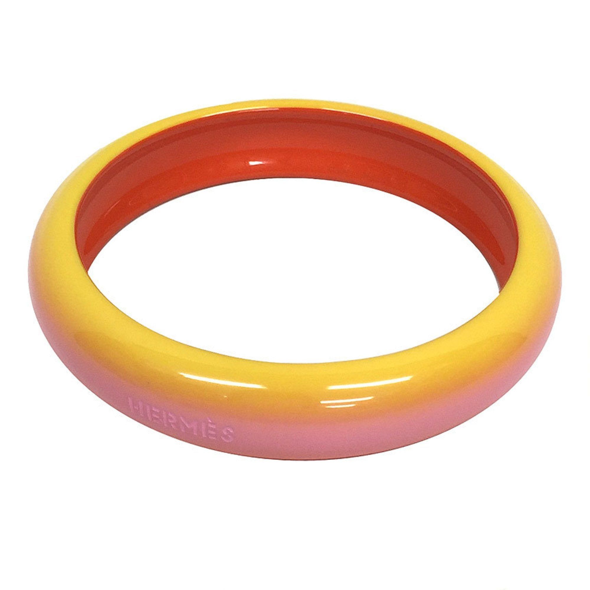 image of Hermes Bangle Bracelet T3 Lacquerwood Orange Yellow Pink Gradient in Black, Women's