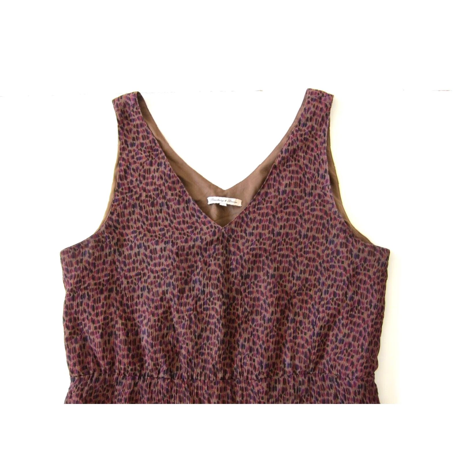 Vintage VINTAGE Broadway & Broome Madewell Brown Purple Silk Empire Tank Sun Sheath Dress 10 Size L / US 10 / IT 46 - 3 Thumbnail
