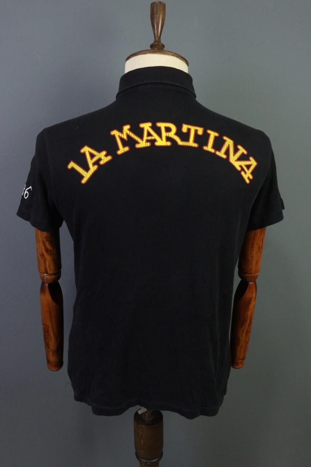 La Martina La Martina Black 100% Cotton Collared Polo Shirt Size L Size US L / EU 52-54 / 3 - 12 Thumbnail