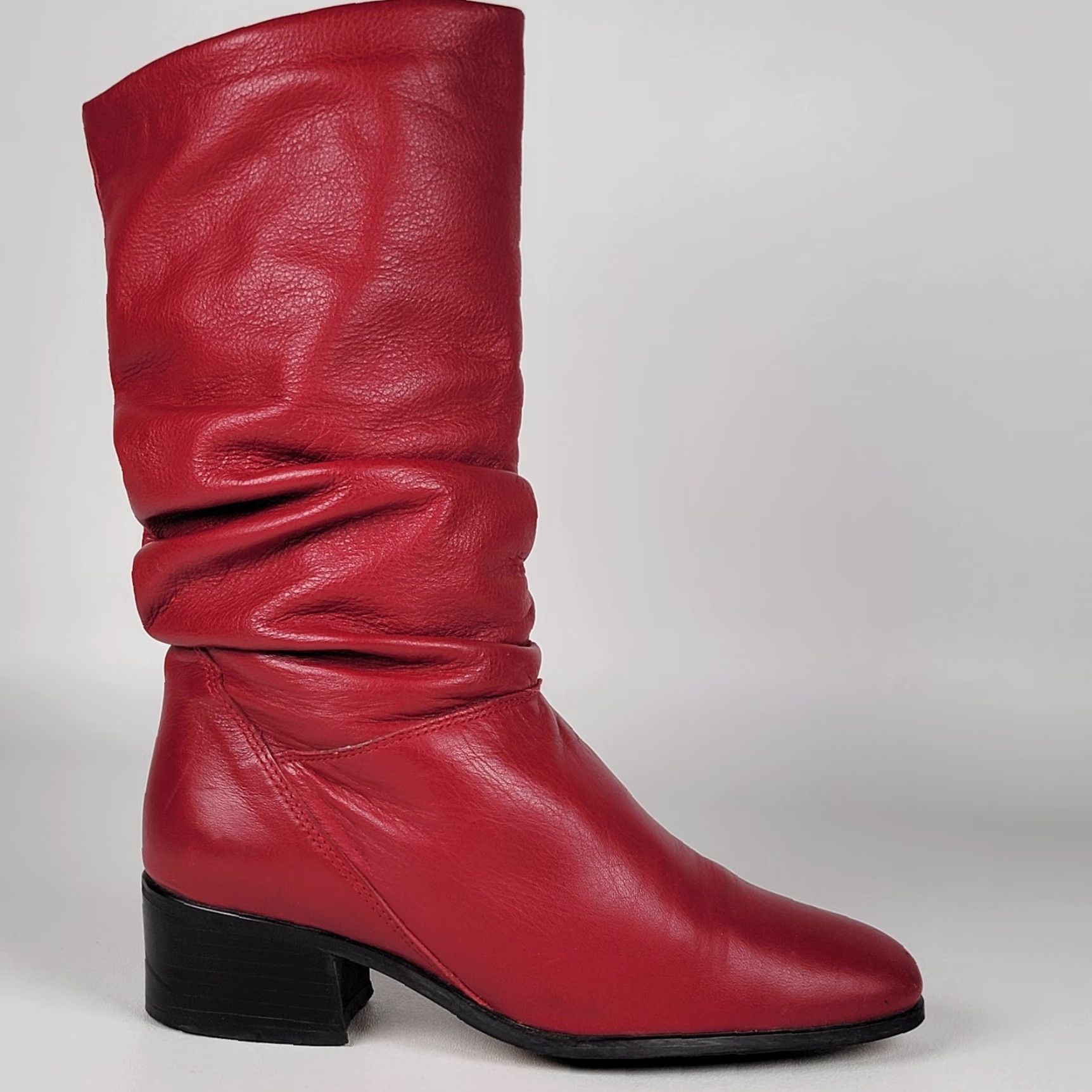 Vintage VINTAGE Hunt Club Leather Boots Women’s 6M Red Boot Slouch 80s Western Pinup Costume Leather, Riding Boot, Casual Womens Boots Size US 6 / IT 36 - 3 Thumbnail