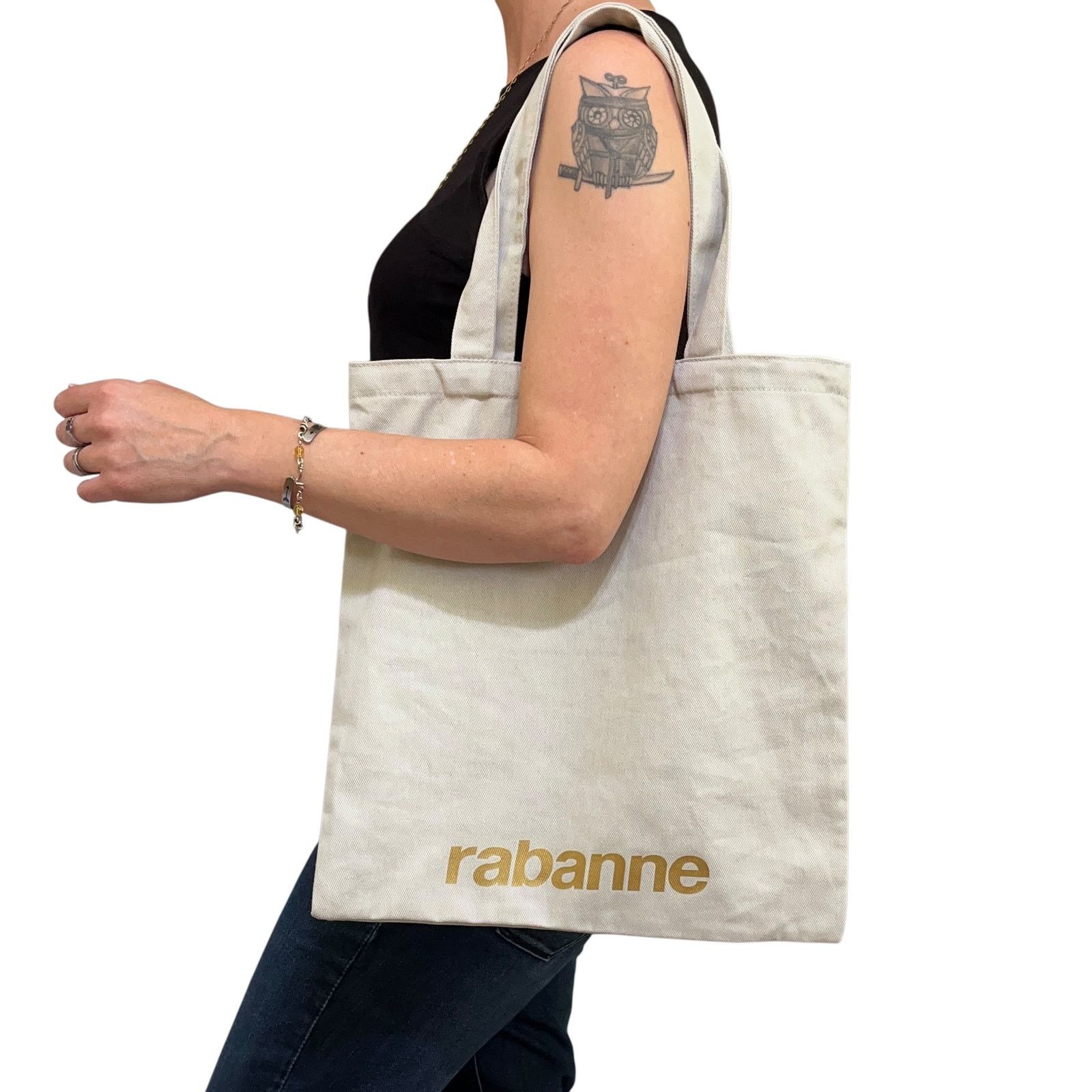 Paco Rabanne NWOT Rabanne Light Gray Gold Logo Unisex Tote Bag Size ONE SIZE - 5 Thumbnail
