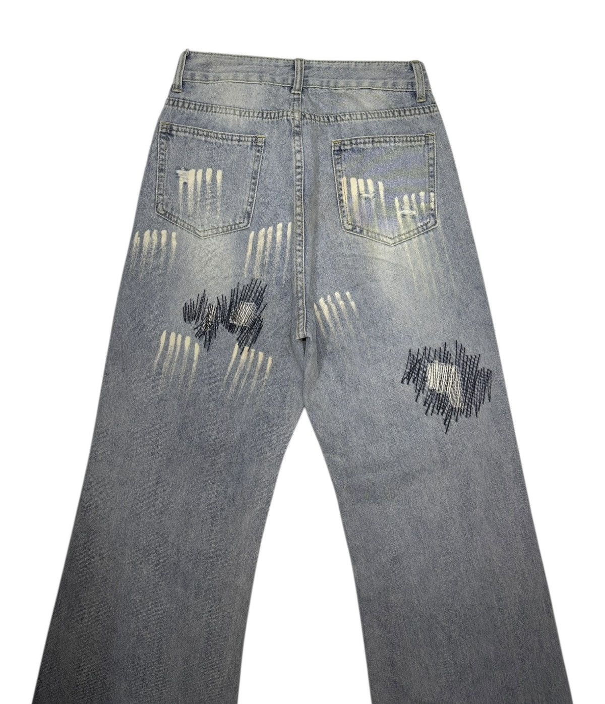 Hysteric Glamour × JNCO VINTAGE POEM DISTRESSED ZIGZAG DENIM FLARE JEANS Size US 27 - 6 Thumbnail